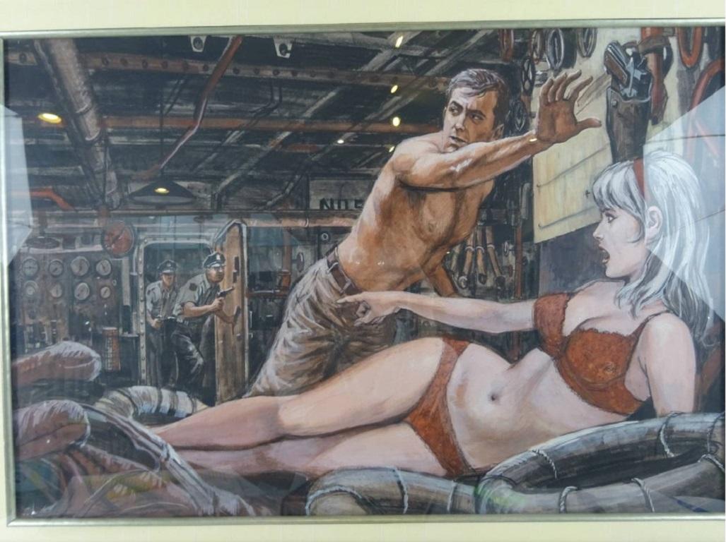 Illustrationsgemälde, Al Corn zugeschrieben (Moderne der Mitte des Jahrhunderts) im Angebot