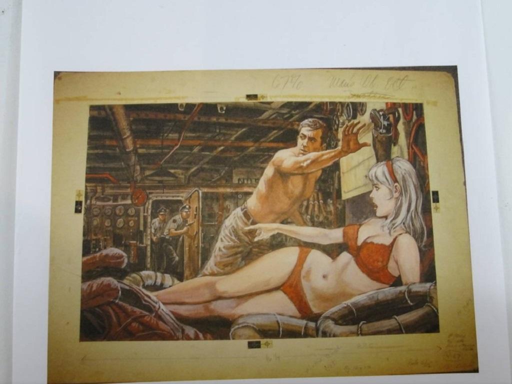 Illustration Painting Attributed to Al Corn In Good Condition For Sale In West Palm Beach, FL