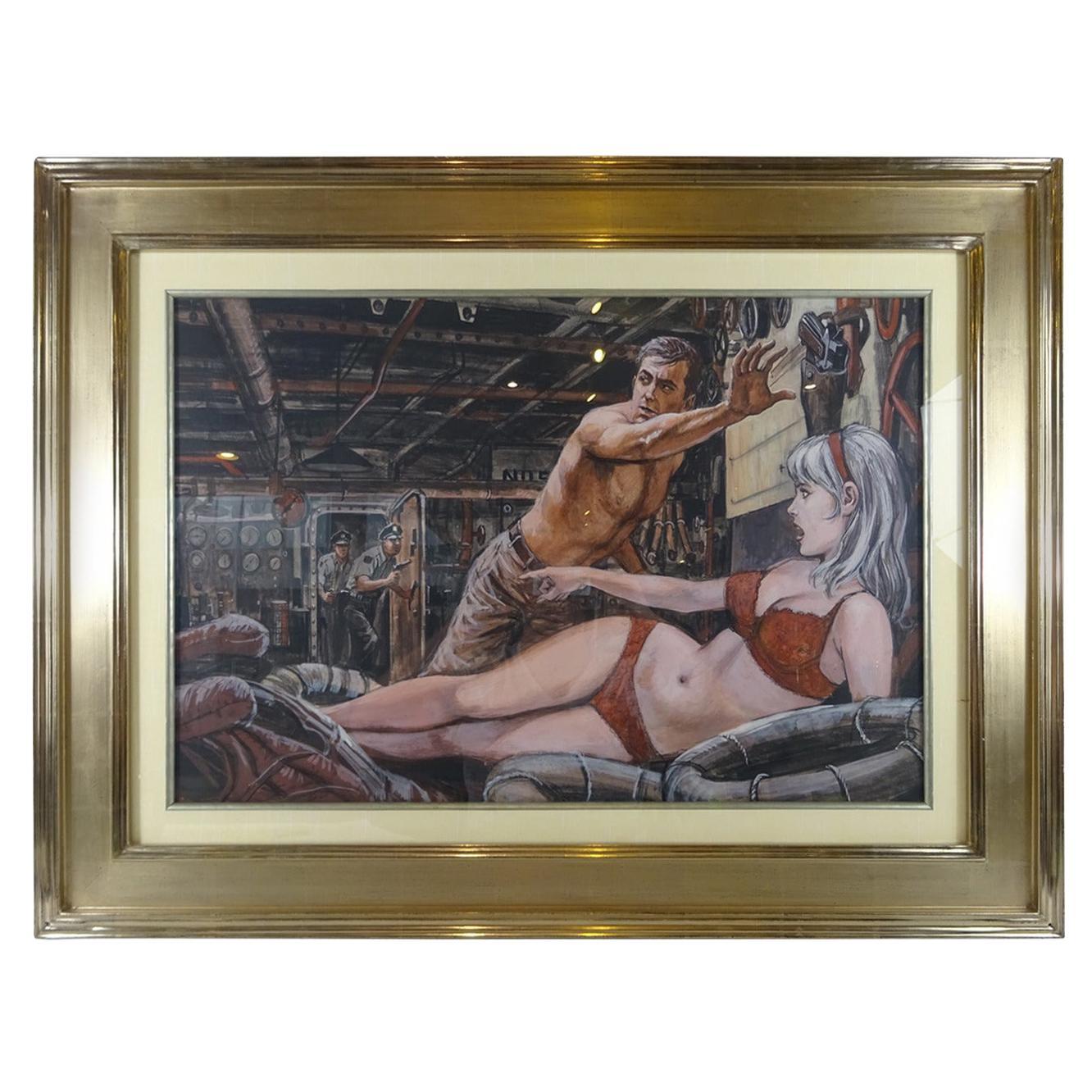 Illustration Painting Attributed to Al Corn For Sale