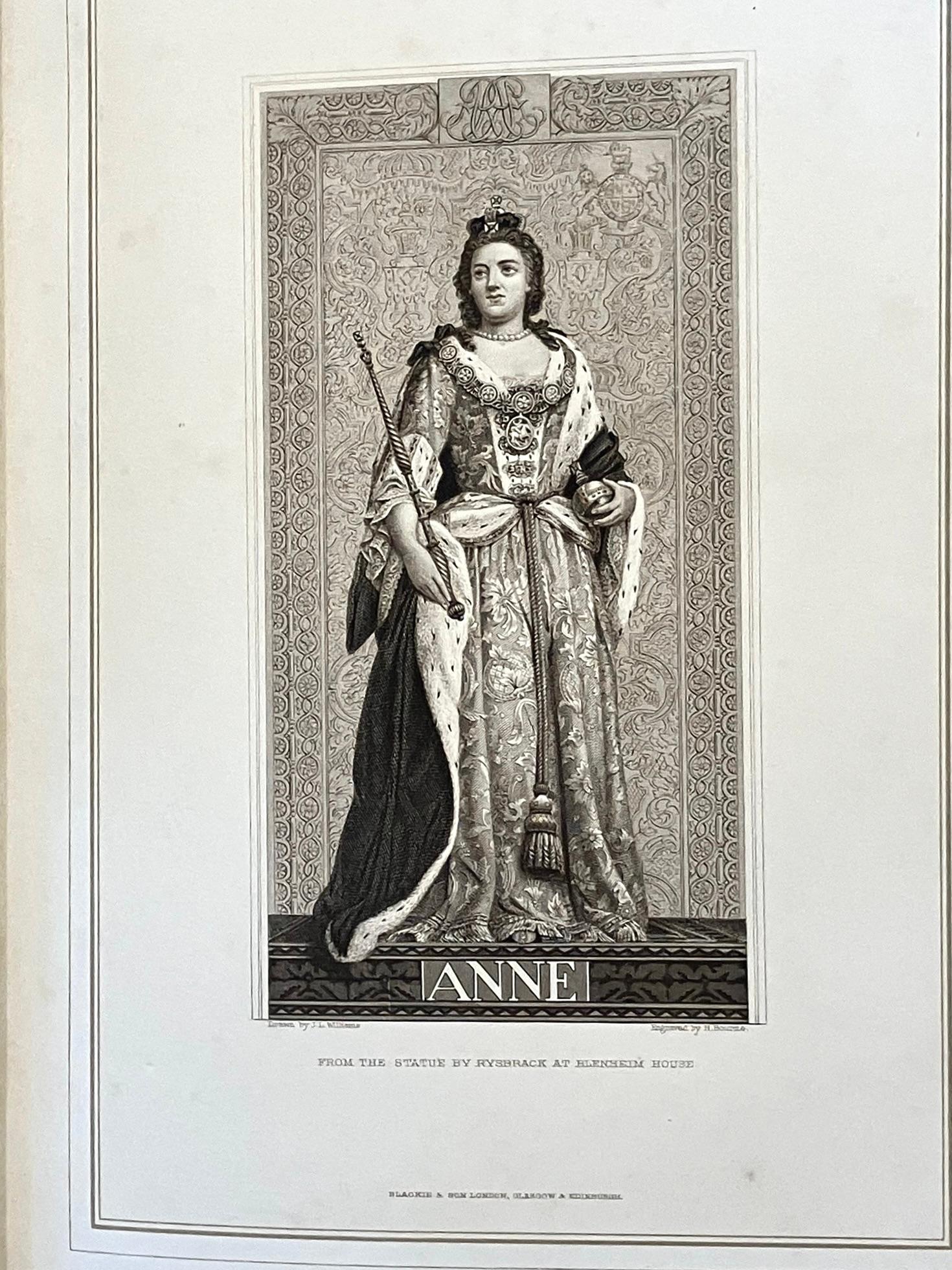 Ilustraciones de historia inglesa y escocesa en 2 volúmenes cuarto encuadernados en piel en venta 3