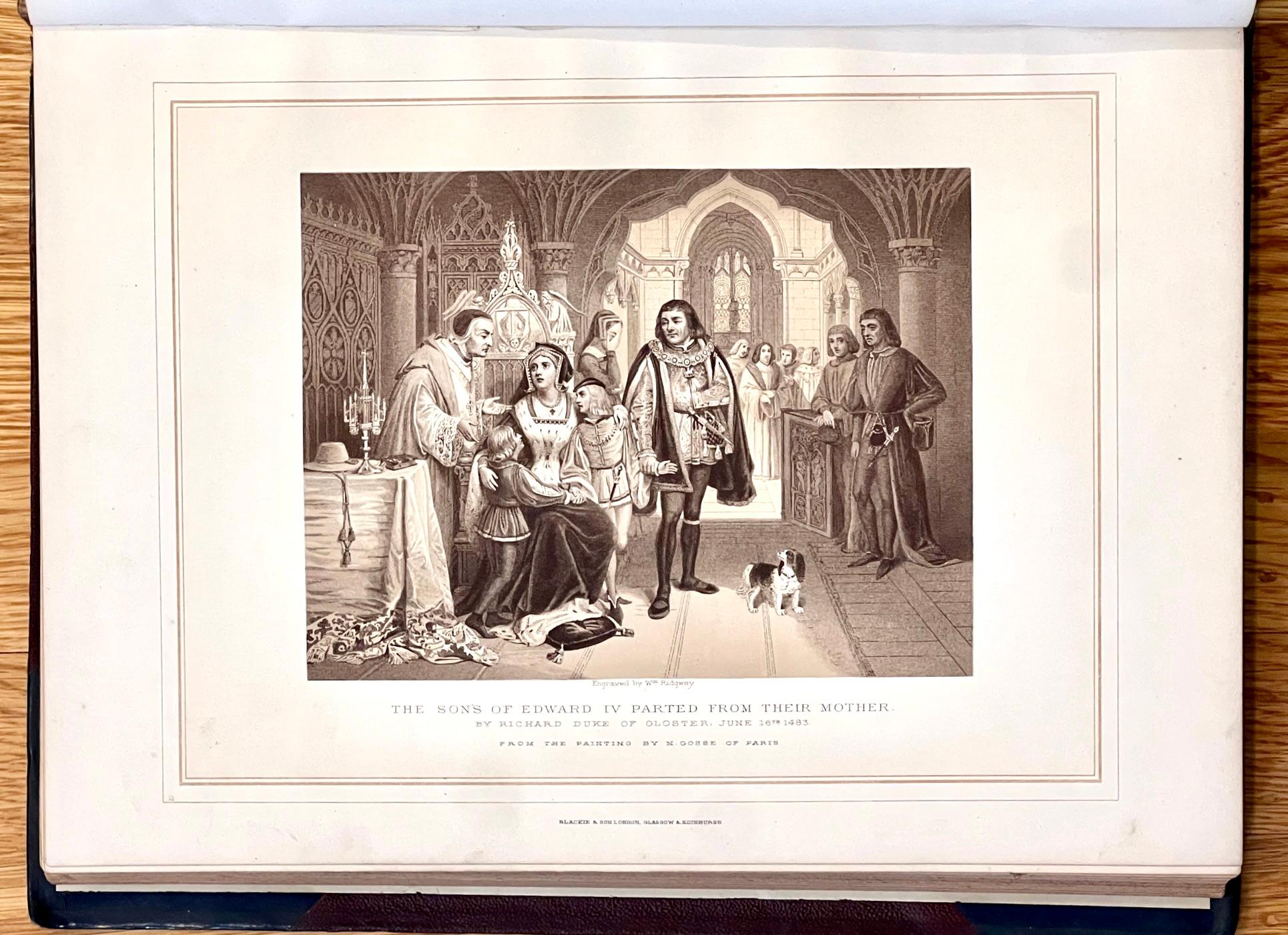 Ilustraciones de historia inglesa y escocesa en 2 volúmenes cuarto encuadernados en piel Inglés en venta