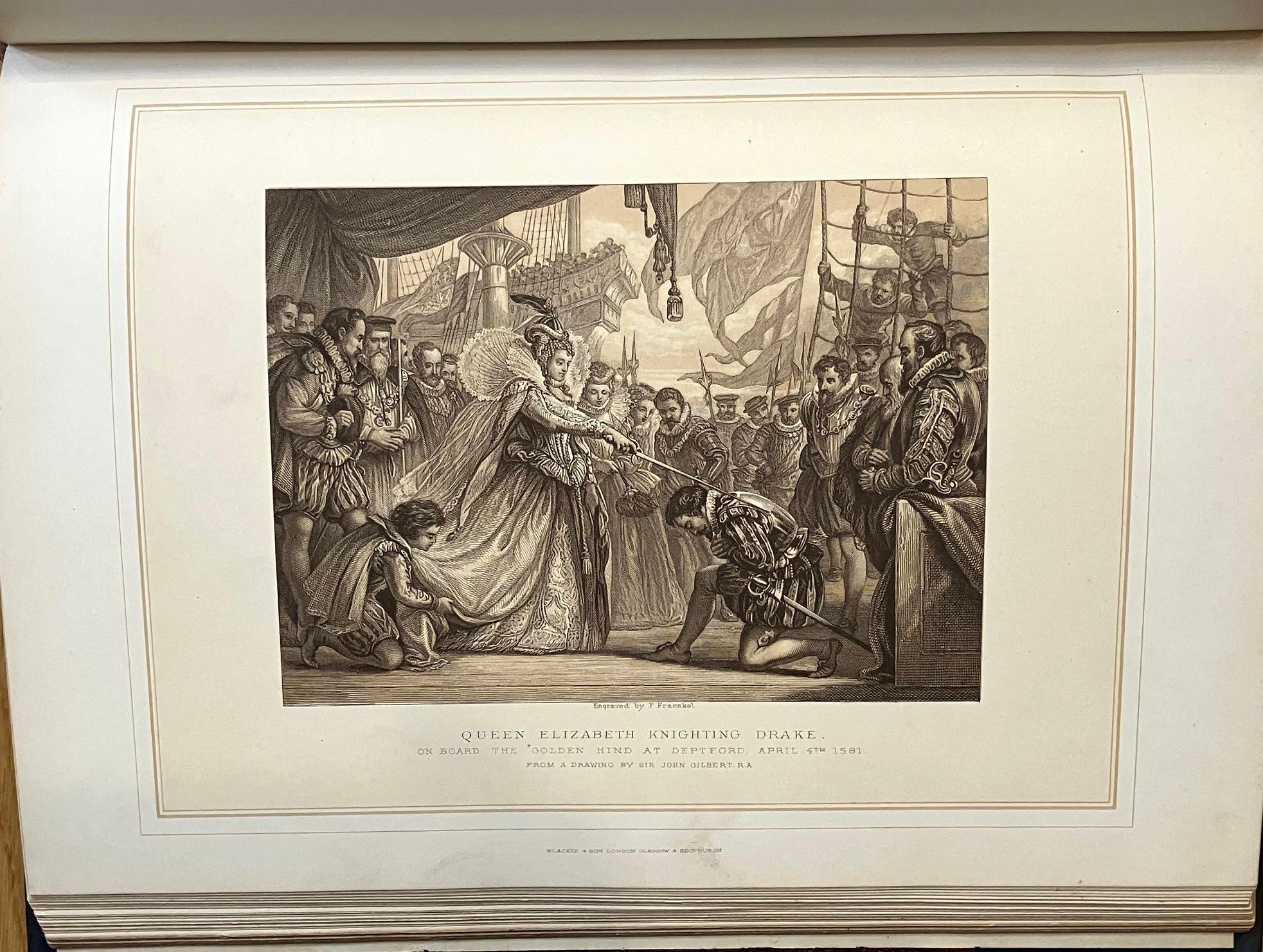 Ilustraciones de historia inglesa y escocesa en 2 volúmenes cuarto encuadernados en piel Cuero en venta