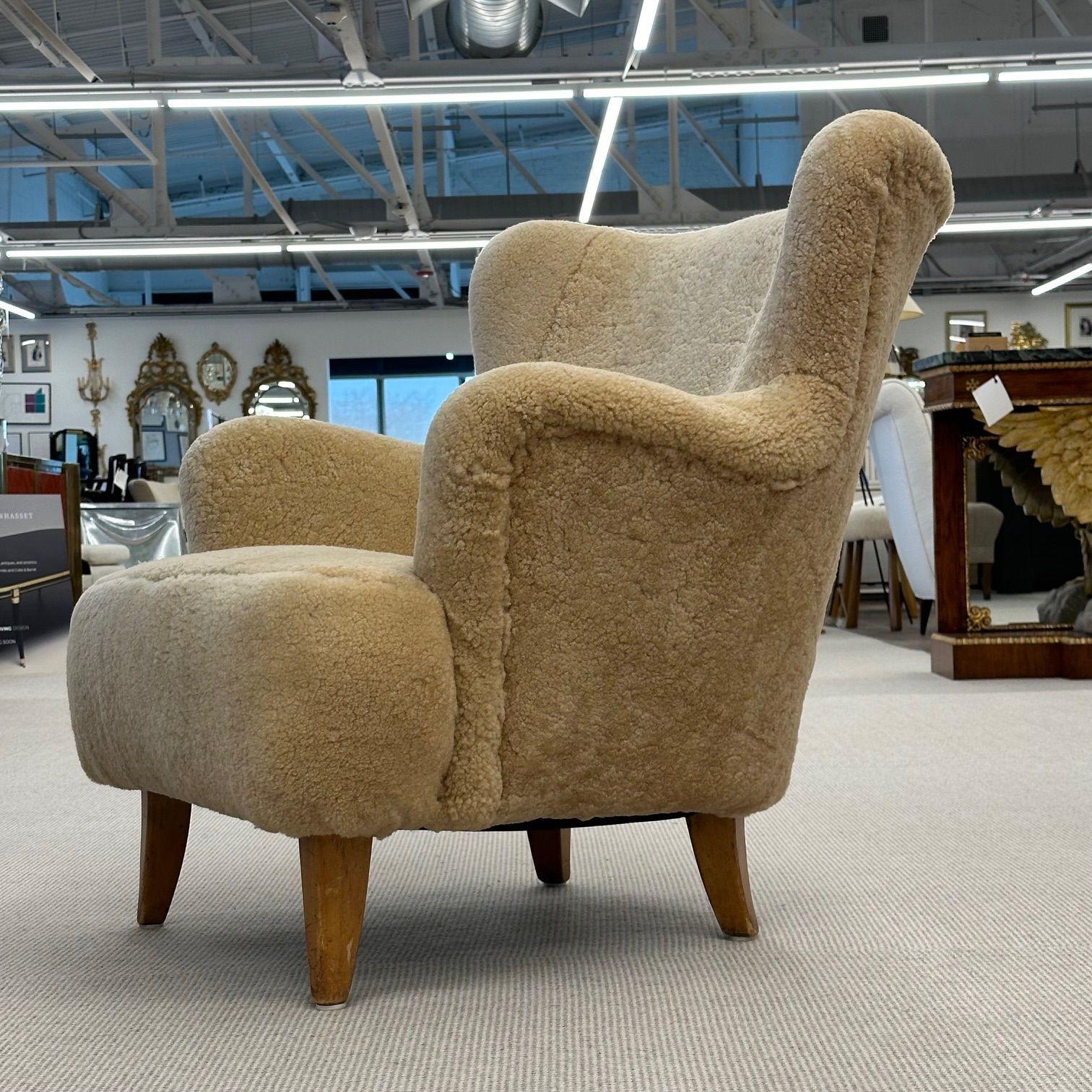 Ilmari Lappalainen Asko, finlandais moderne du milieu du siècle dernier, chaise longue en peau de mouton en vente 5