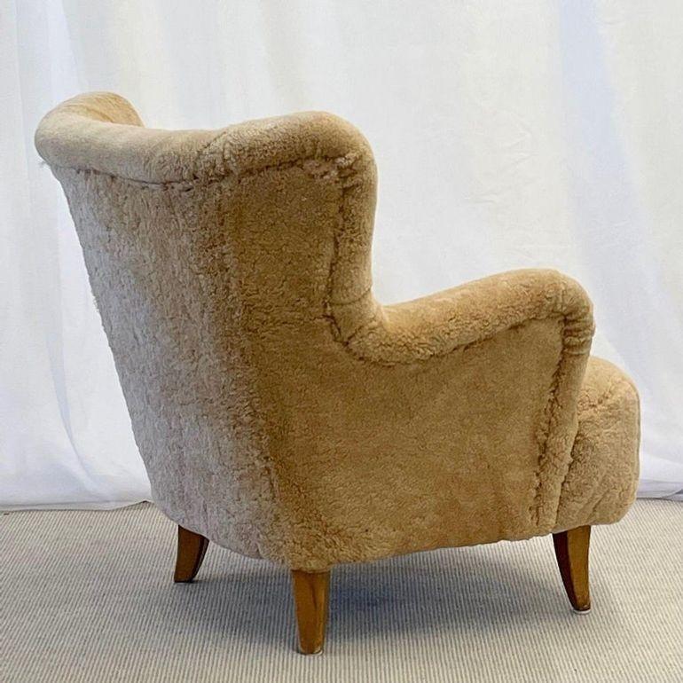 Mid-20th Century Ilmari Lappalainen, Asko, Finnish Mid-Century Modern, Lounge Chair, Shearling For Sale