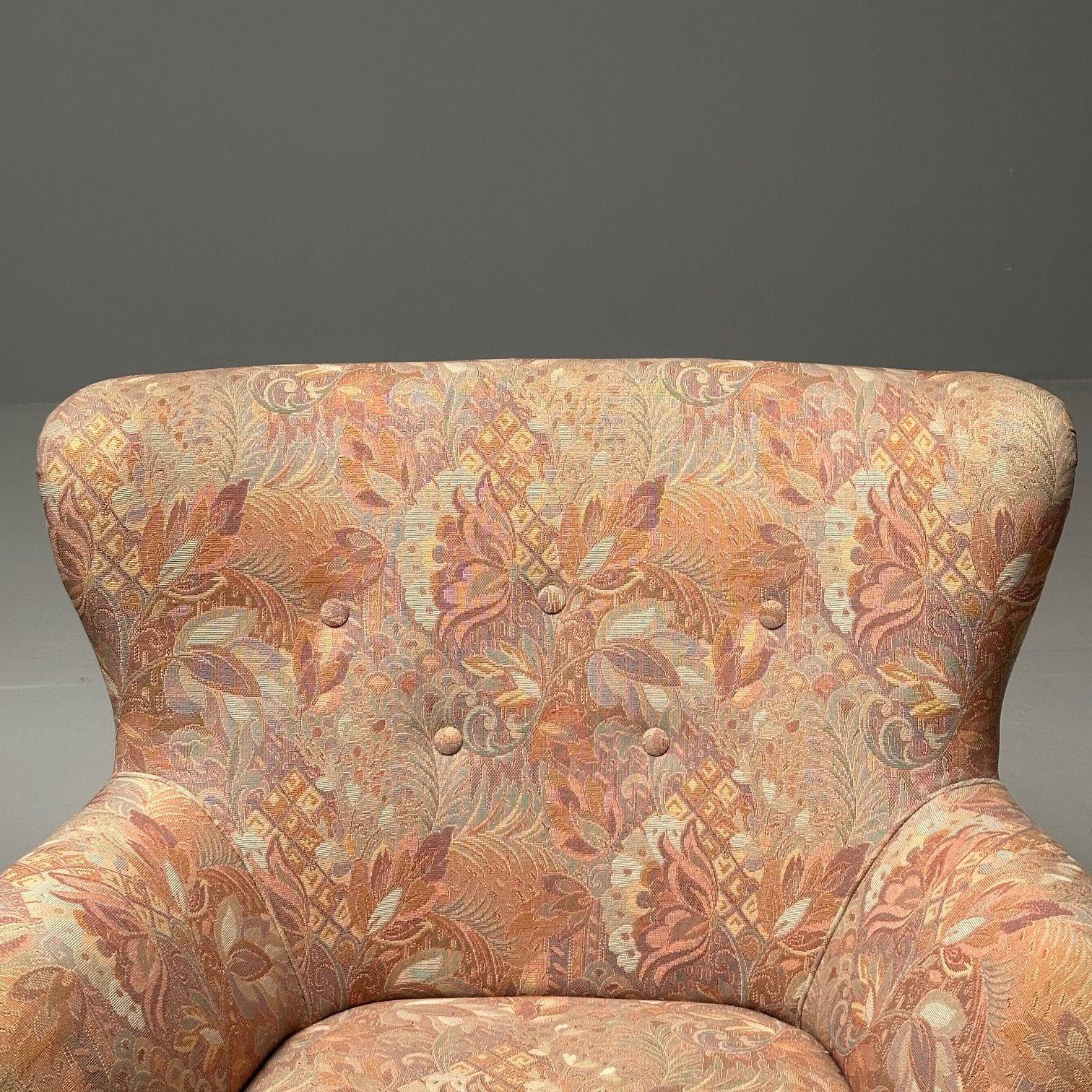 Ilmari Lappalainen, finlandais moderne du milieu du siècle dernier, fauteuils de salon, tissu floral en vente 5