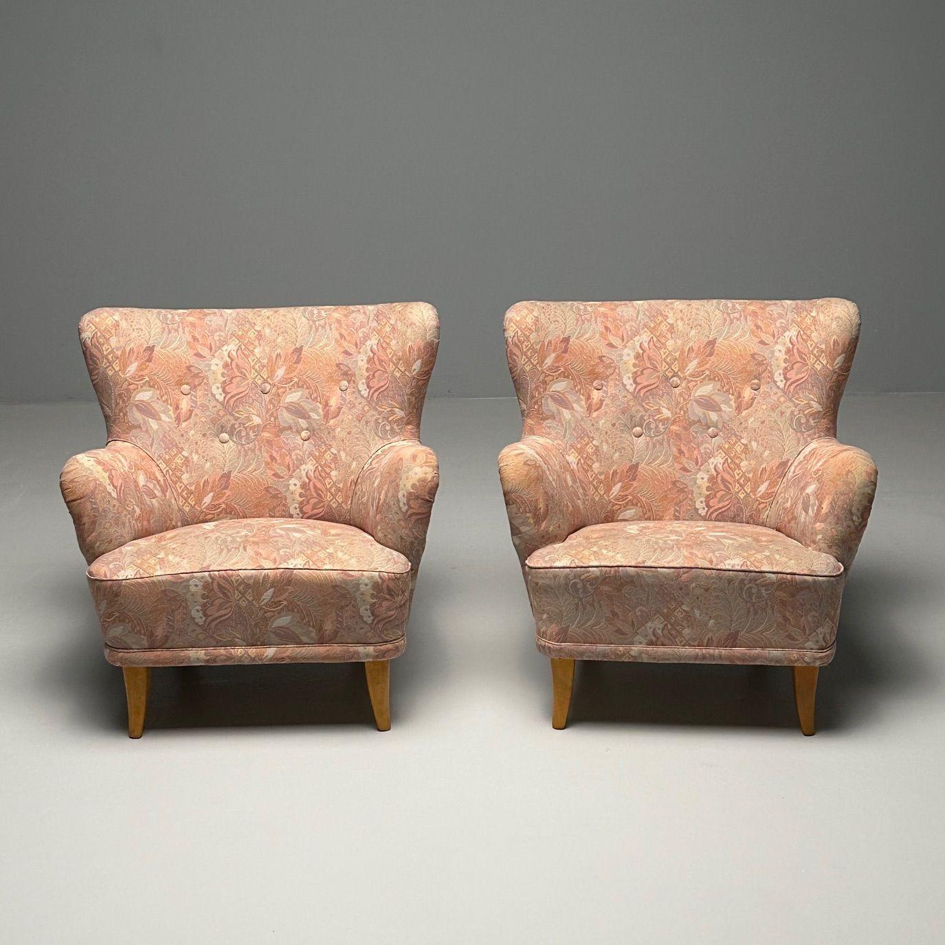 Ilmari Lappalainen, Asko, Swedish Mid-Century Modern, Laila Lounge Chairs, Floral Fabric, Beechwood

Pair of 'Laila' lounge chairs designed by Ilmari Lappalainen and produced by Asko in Finland, circa 1950s.

Lacquered Beech, Fabric
Finland,