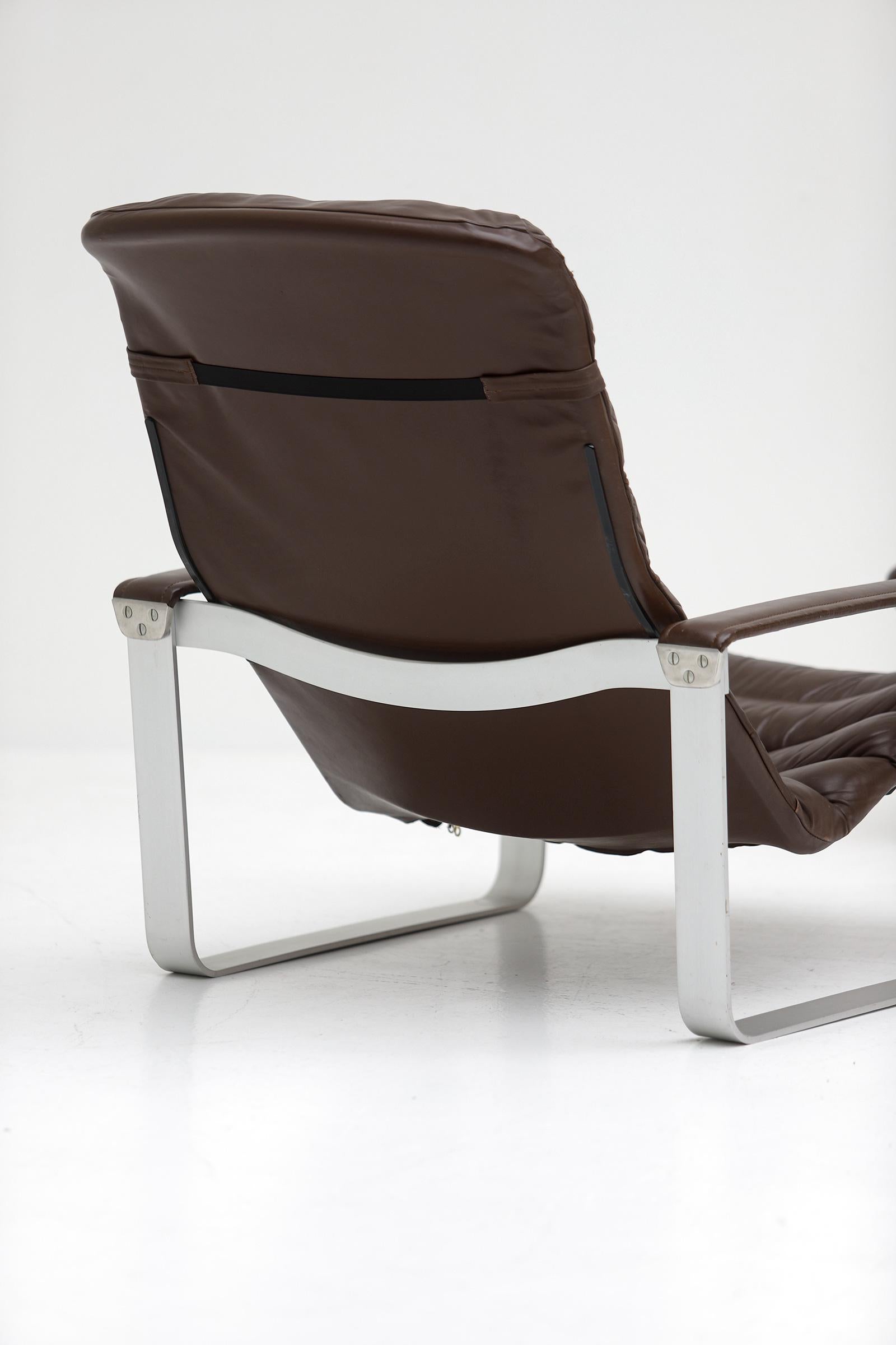 Ilmari Lappalainen for Asko, 1960s, Aluminum Base Lounge Chair & Ottoman 1