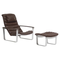 Ilmari Lappalainen for Asko, 1960s, Aluminum Base Lounge Chair & Ottoman