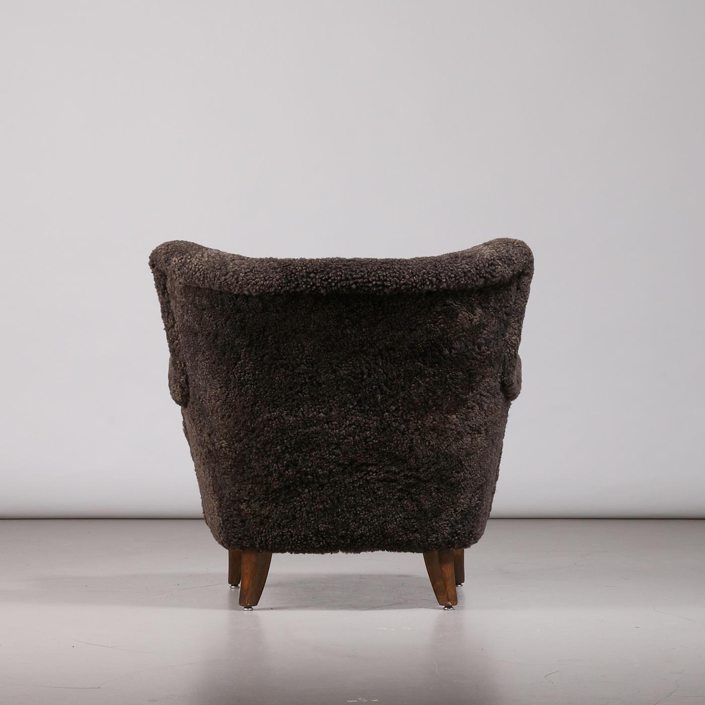 Ilmari Lappalainen 'Laila' Sessel in Espresso Schafsleder, 1950er Jahre im Zustand „Gut“ im Angebot in Prague, New Town