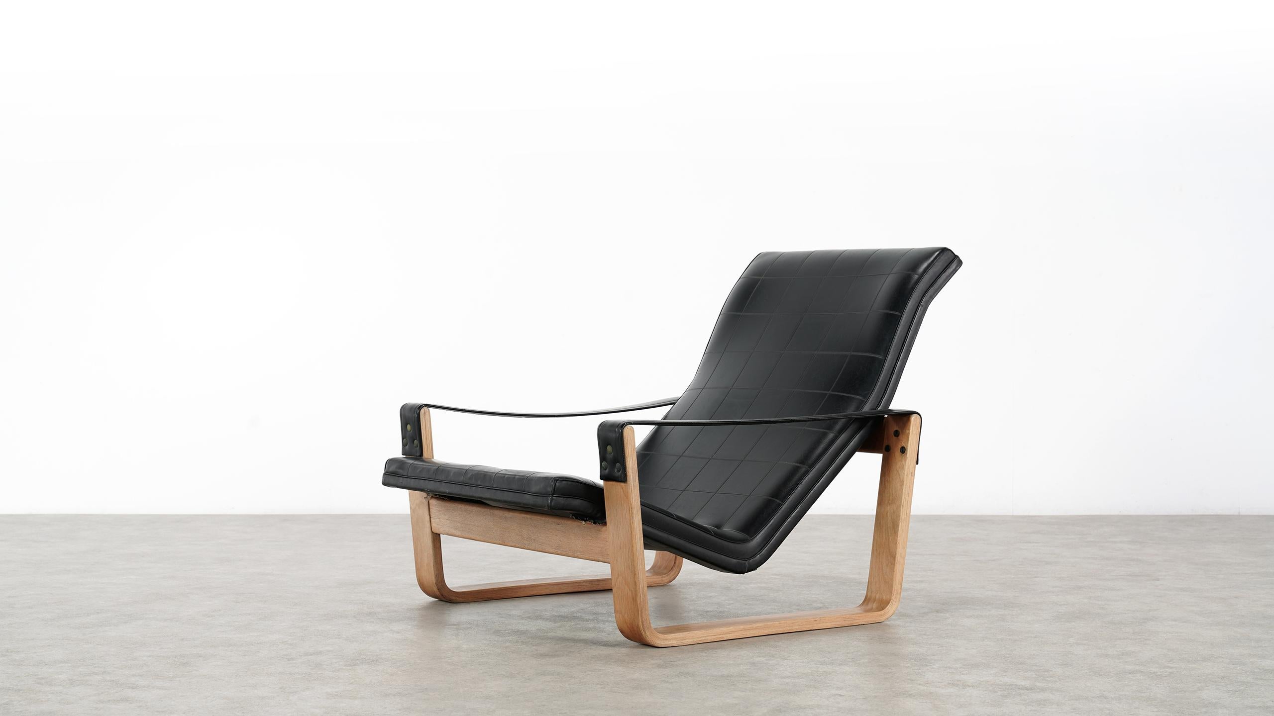 Faux Leather Ilmari Lappalainen Great Senior Pulkka Lounge Chair, 1967 for Asko, Finland