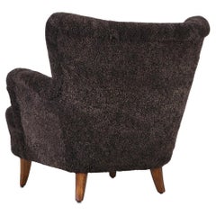 Ilmari Lappalainen ‘Laila’ Armchair in Espresso sheepskin, 1950s