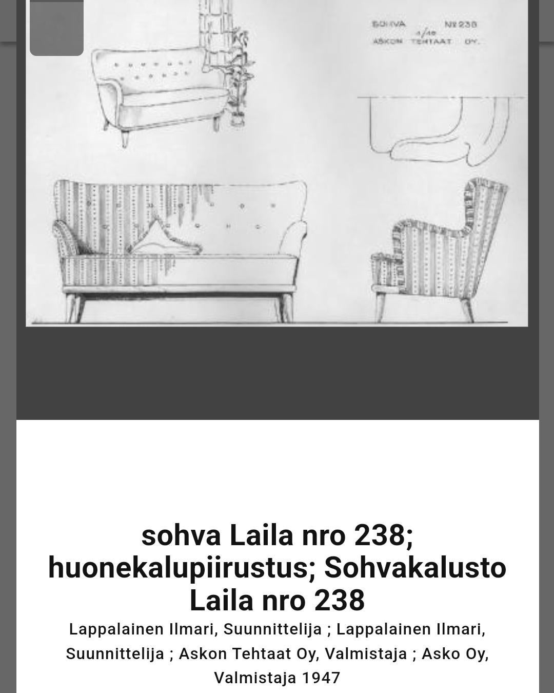 Un elegante divano disegnato da Ilmari Lappalainen e prodotto da Asko Oy in Finlandia negli anni Quaranta. Il divano è stato tappezzato con pelle di pecora naturale e, a parte la tappezzeria, è in ottime condizioni originali. 

Il divano è molto