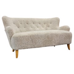 Ilmari Lappalainen Laila Sofa Model 238 in Sheepskin, Asko 1940s
