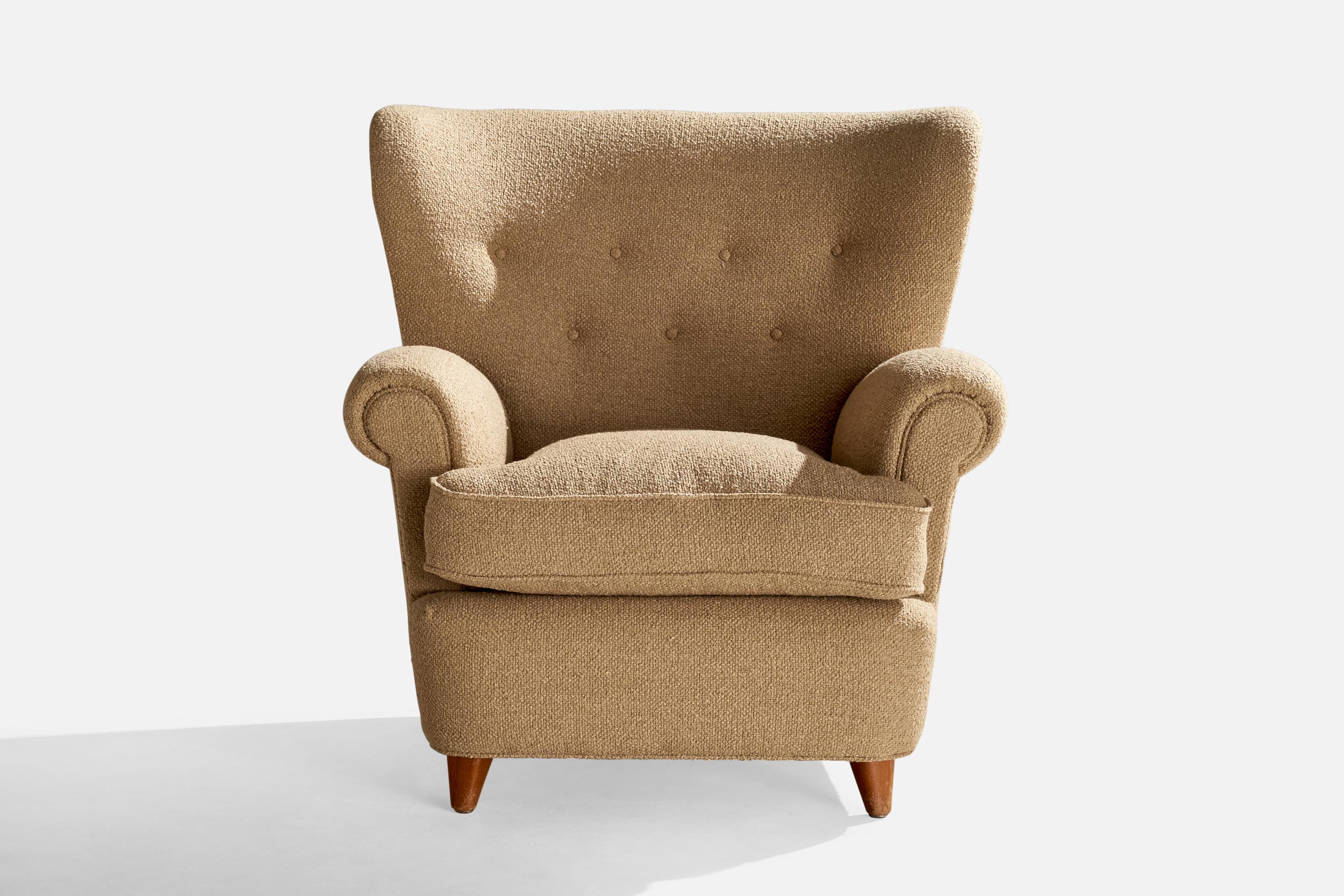 Ilmari Lappalainen, Silla de salón, Abedul, Tela, Finlandia, años 50 en Bueno estado para la venta en High Point, NC