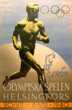 Original Vintage Poster Olympic Games Helsinki 1940 Finland XII Olympiska Spelen