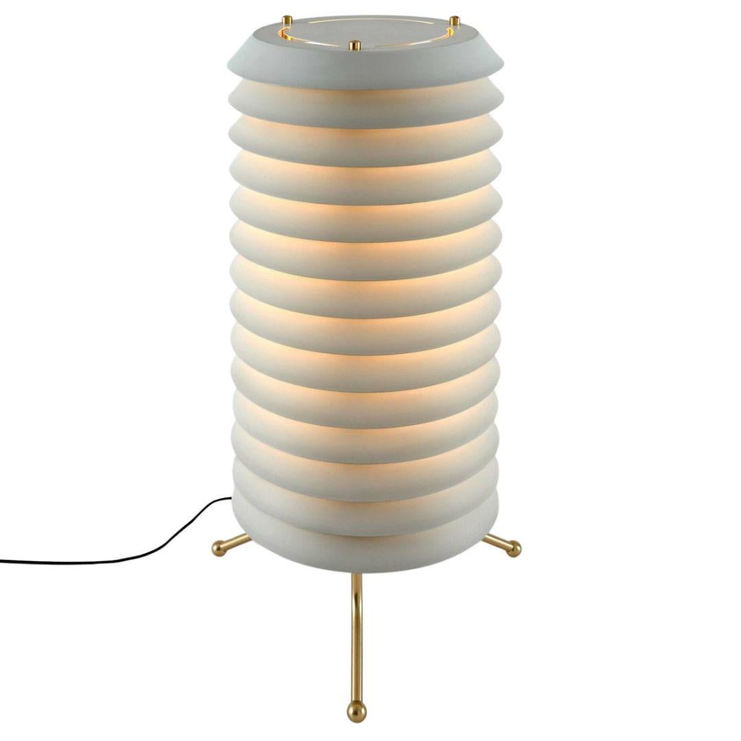Plastic Ilmari Tapiovaara 'Maija' Floor Lamp in Brass and White for Santa & Cole For Sale