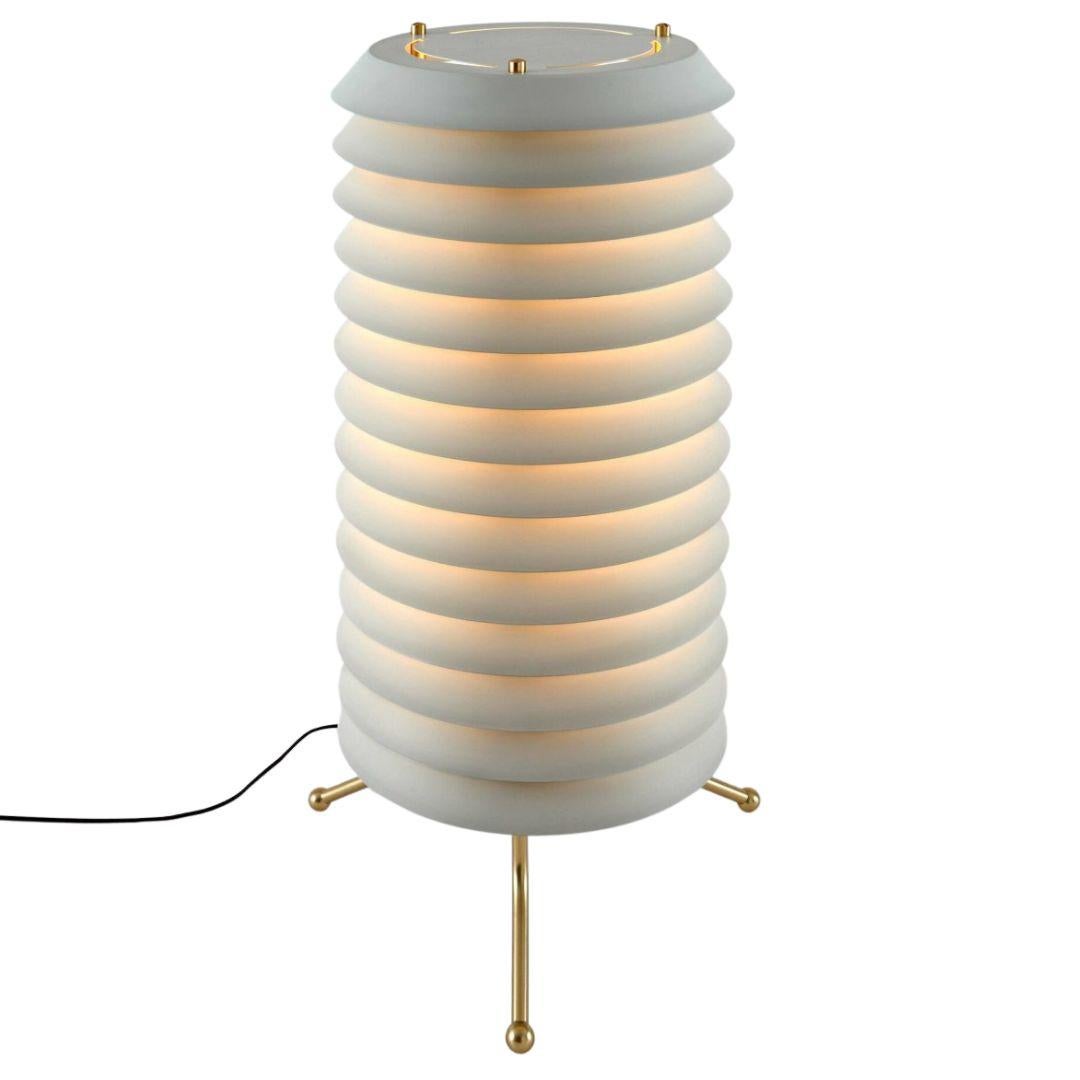 Metal Ilmari Tapiovaara 'Maija' Floor Lamp in Brass and White for Santa & Cole For Sale