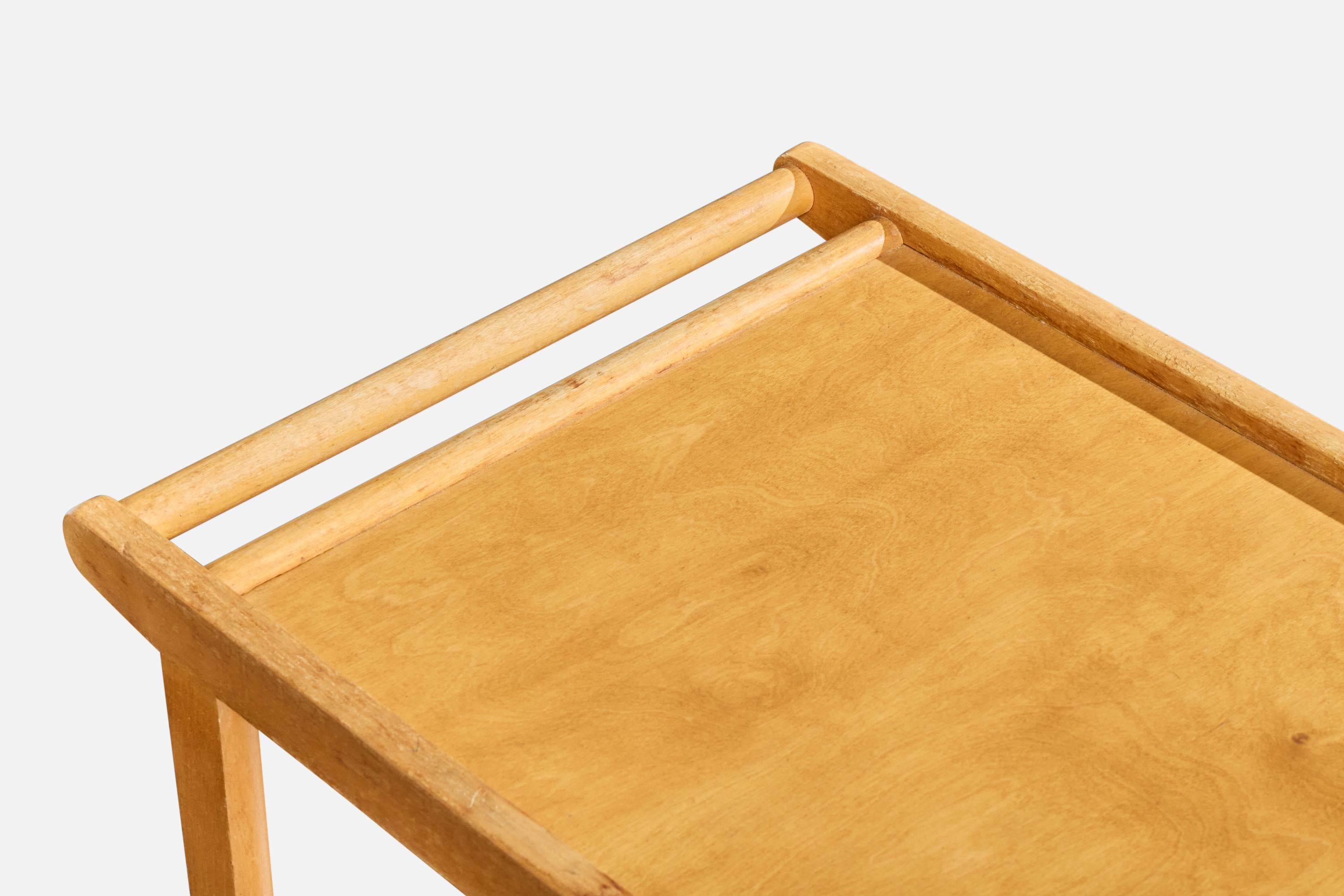 Mid-20th Century Ilmari Tapiovaara, Bar Cart, Birch, Finland, 1940s For Sale