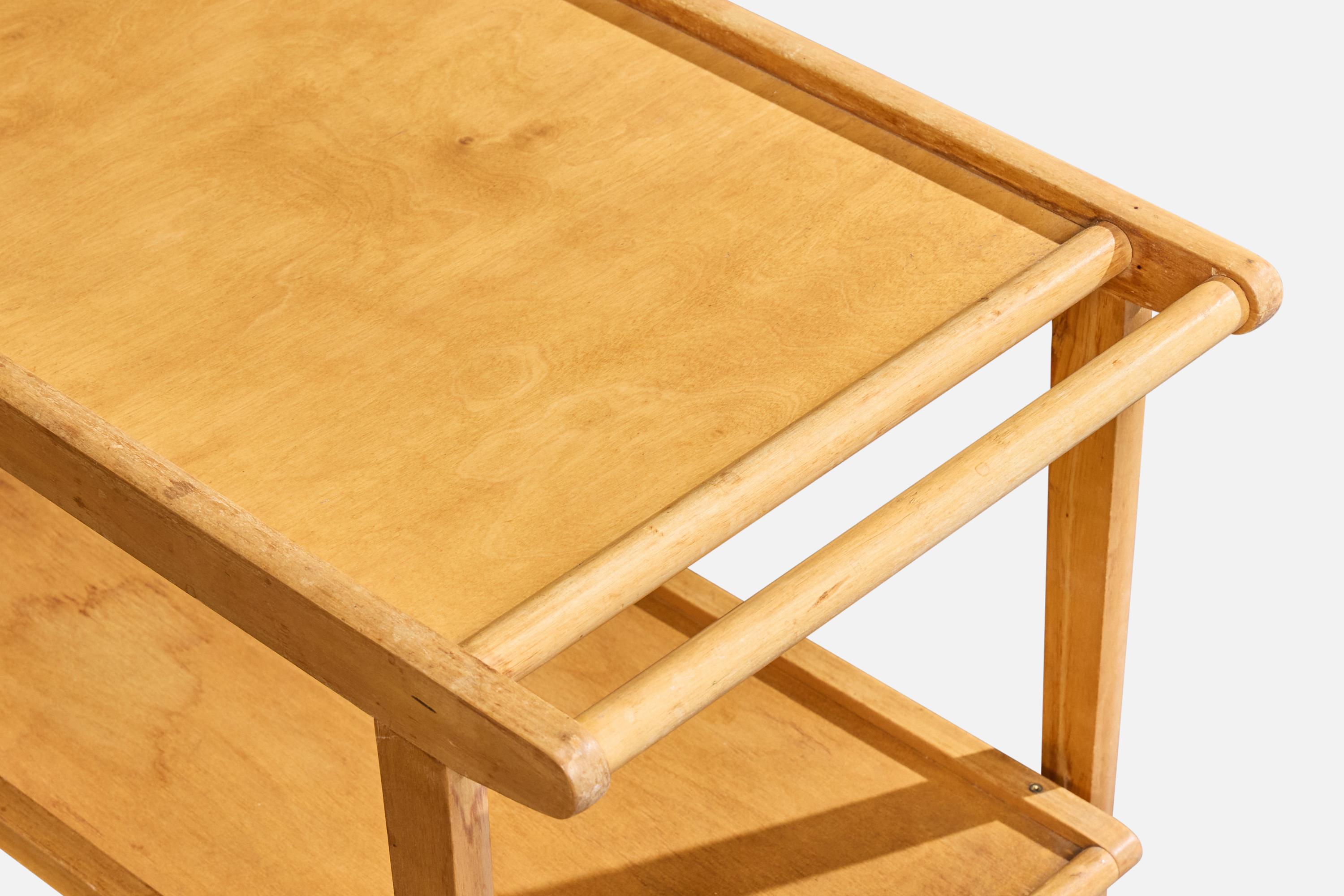 Wood Ilmari Tapiovaara, Bar Cart, Birch, Finland, 1940s For Sale