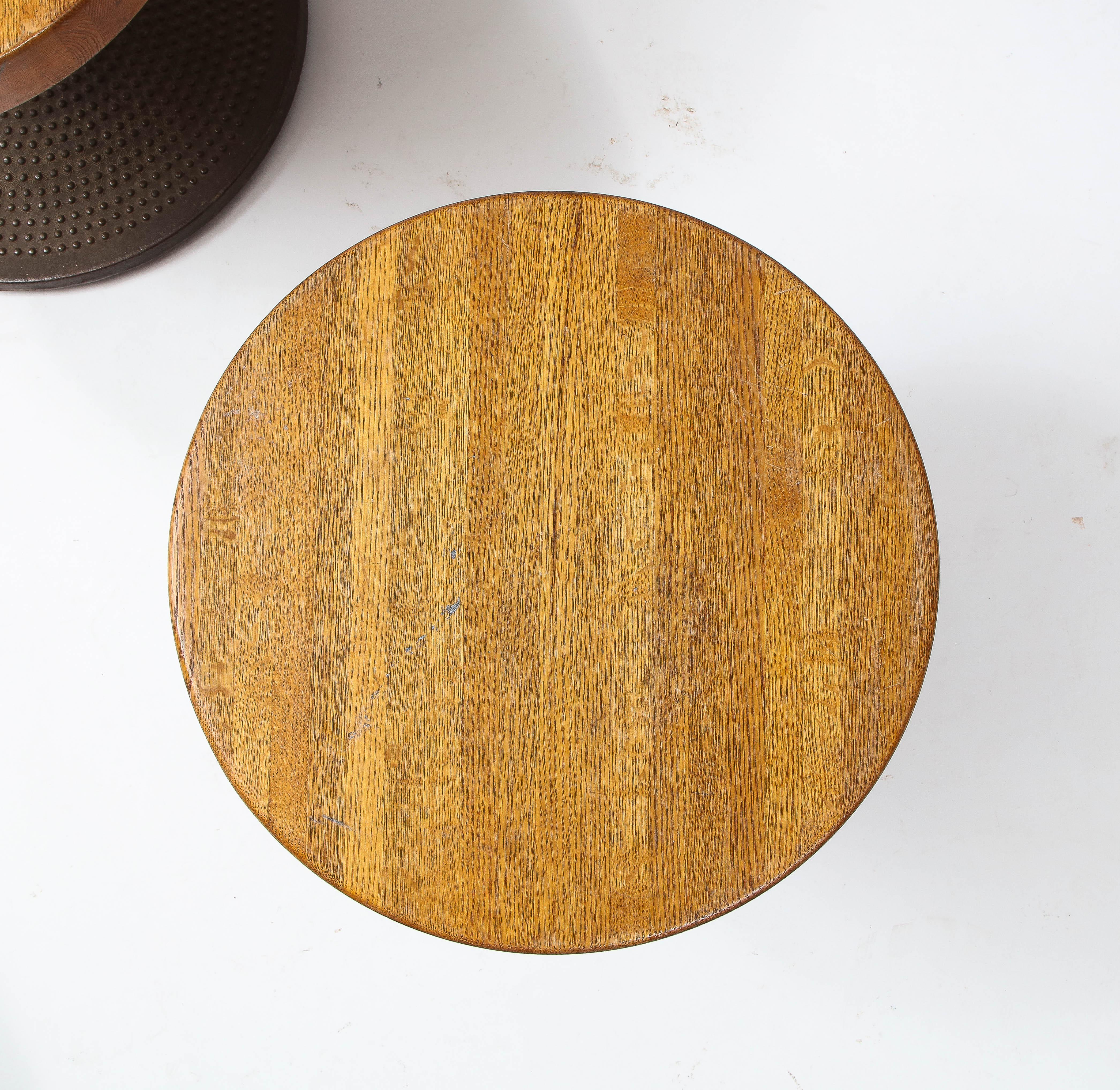 Ilmari Tapiovaara Cast Iron and Oak Stools, Finland 1960's 1