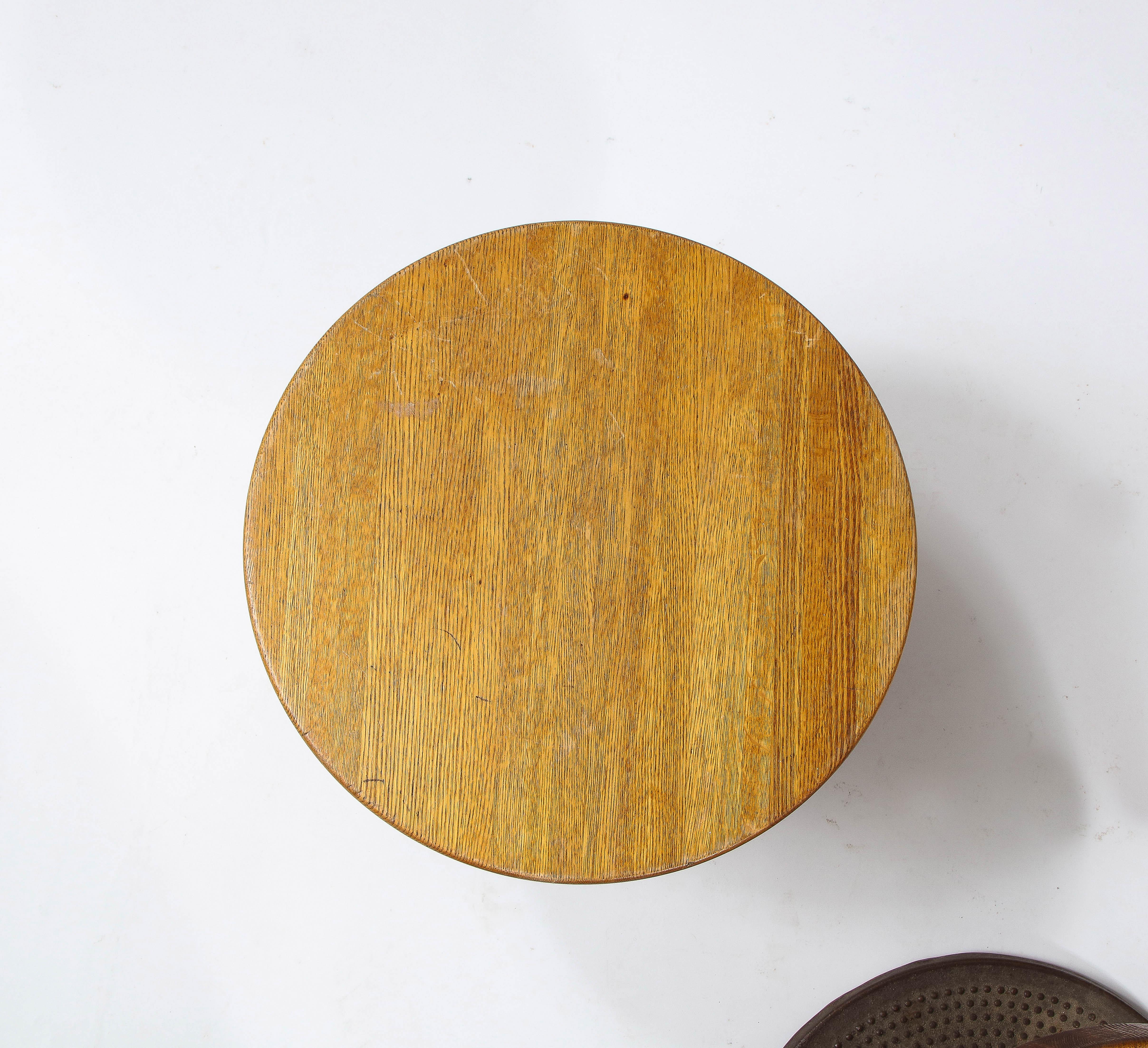 Ilmari Tapiovaara Cast Iron and Oak Stools, Finland 1960's 2