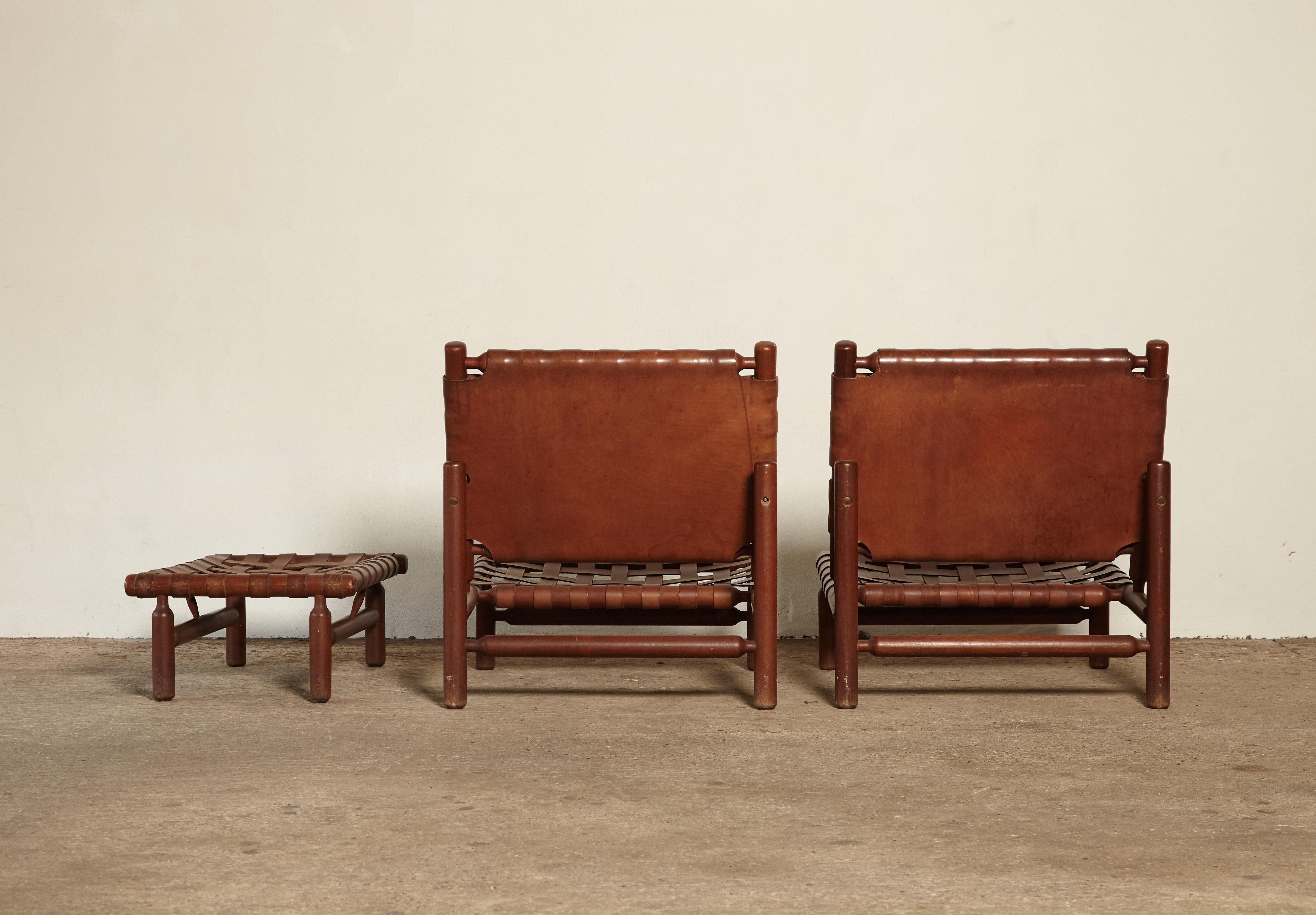 Ilmari Tapiovaara Chairs and Ottoman, Finland / Italy, 1950s For Sale ...