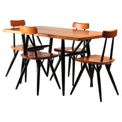 Vintage Ilmari Tapiovaara Designed Dining Room Set of Table and 4 Chairs for Laukaan Puu