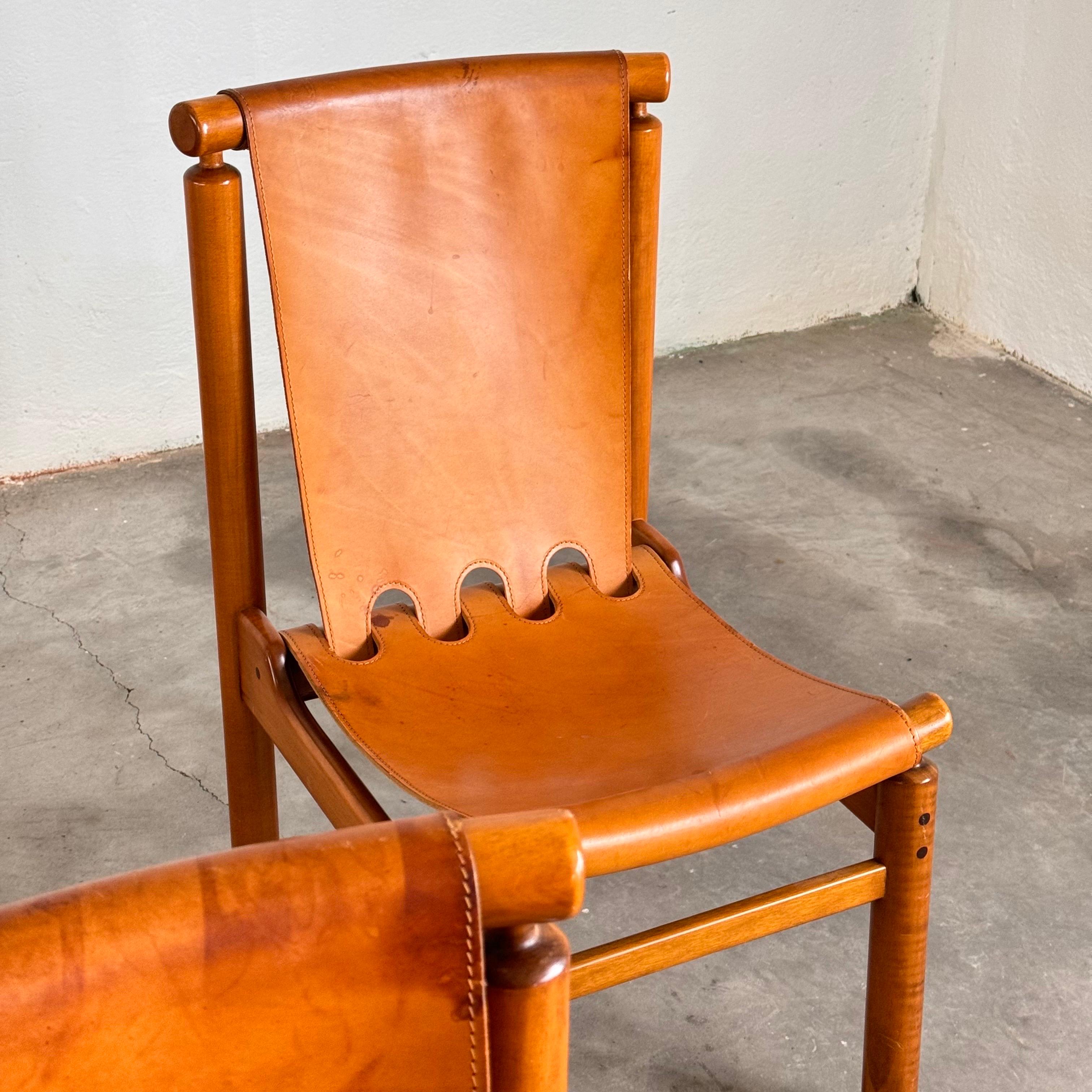 Leather Ilmari Tapiovaara Dining Chairs by La Permanente Cantù, 1950s, Set of Six