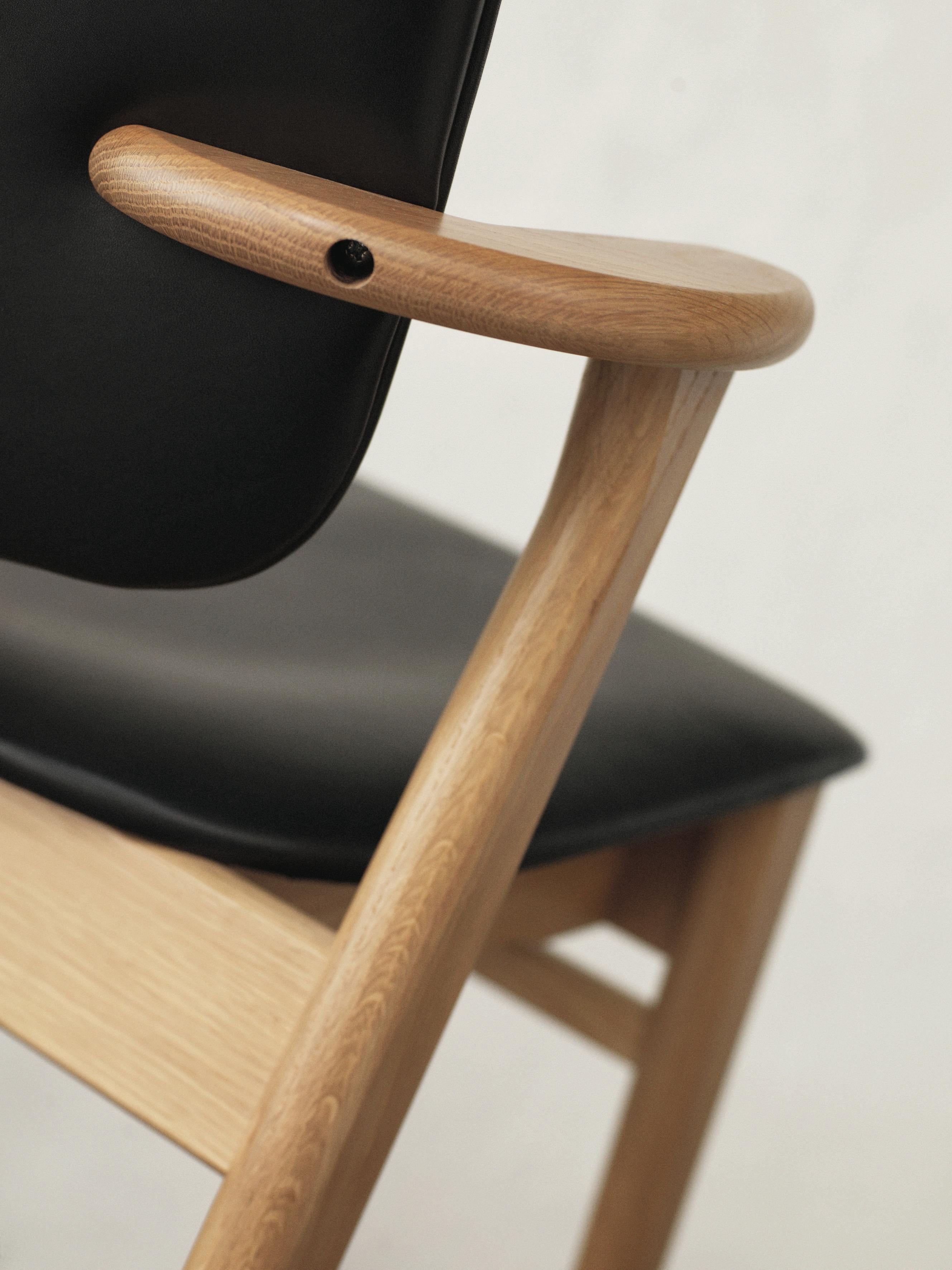 Stained Ilmari Tapiovaara Domus Chair in Black Birch and Leather for Artek