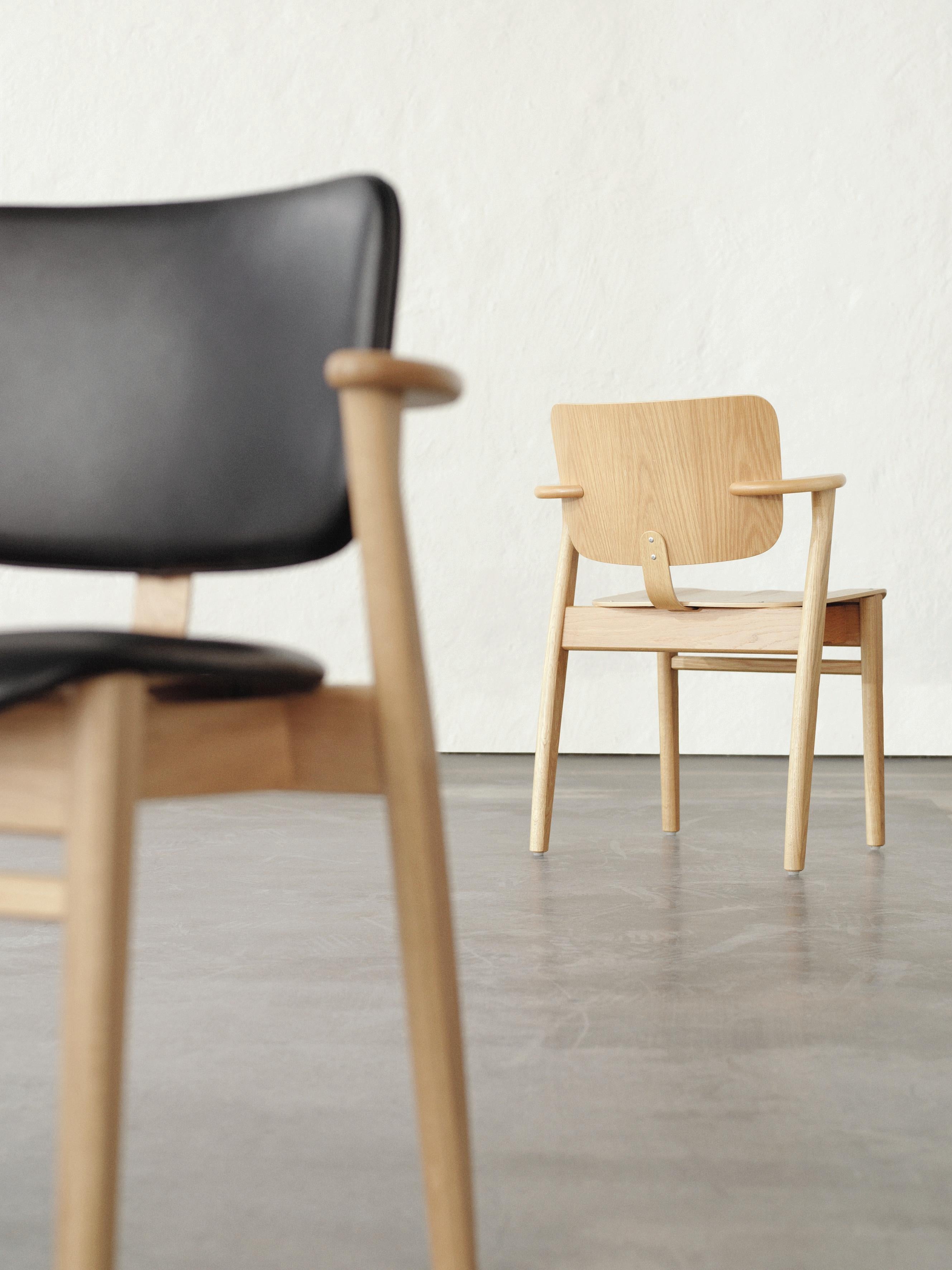 Contemporary Ilmari Tapiovaara Domus Chair in Black Birch and Leather for Artek