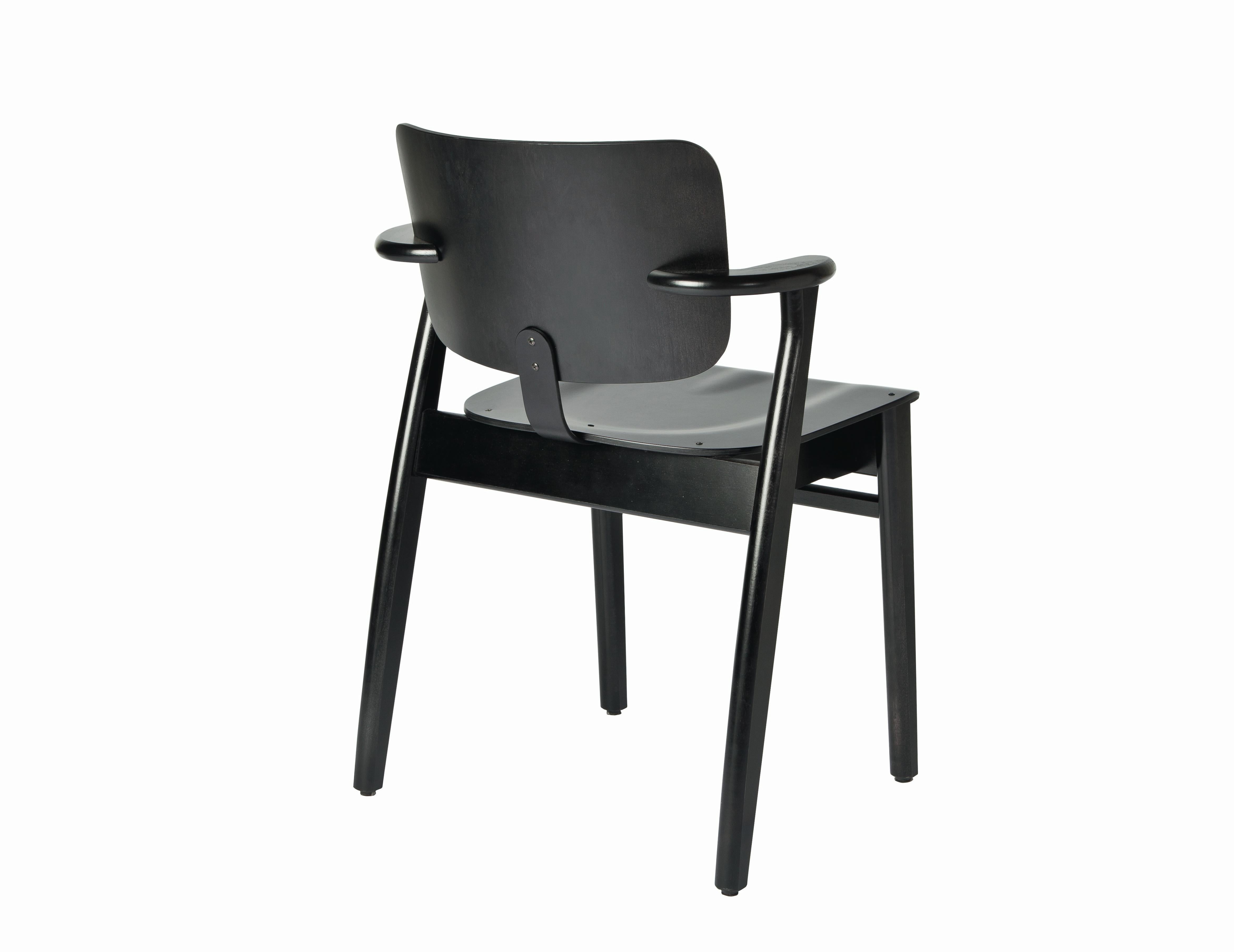 Ilmari Tapiovaara Domus chair in black stained birch for Artek. Designed in 1946 and produced by Artek of Finland. Executed in black stained birch wood. Stackable up to four chairs.

Price is per item. New in box with 