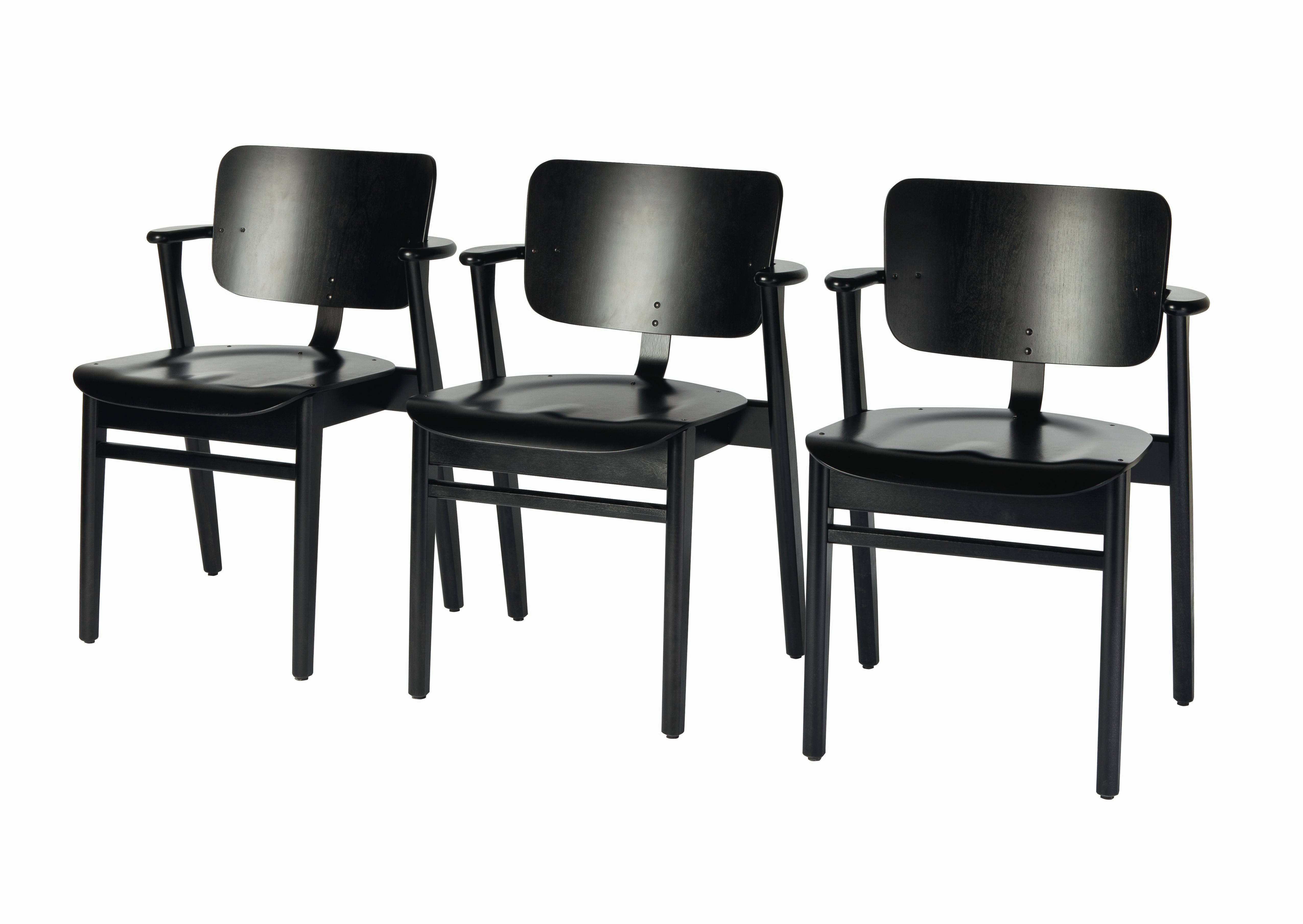 Scandinavian Modern Ilmari Tapiovaara Domus Chair in Black Stained Birch for Artek