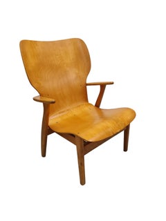 Ilmari Tapiovaara, fauteuil Domus Lounge en bouleau, Keravan Puuteollisuus, années 1940