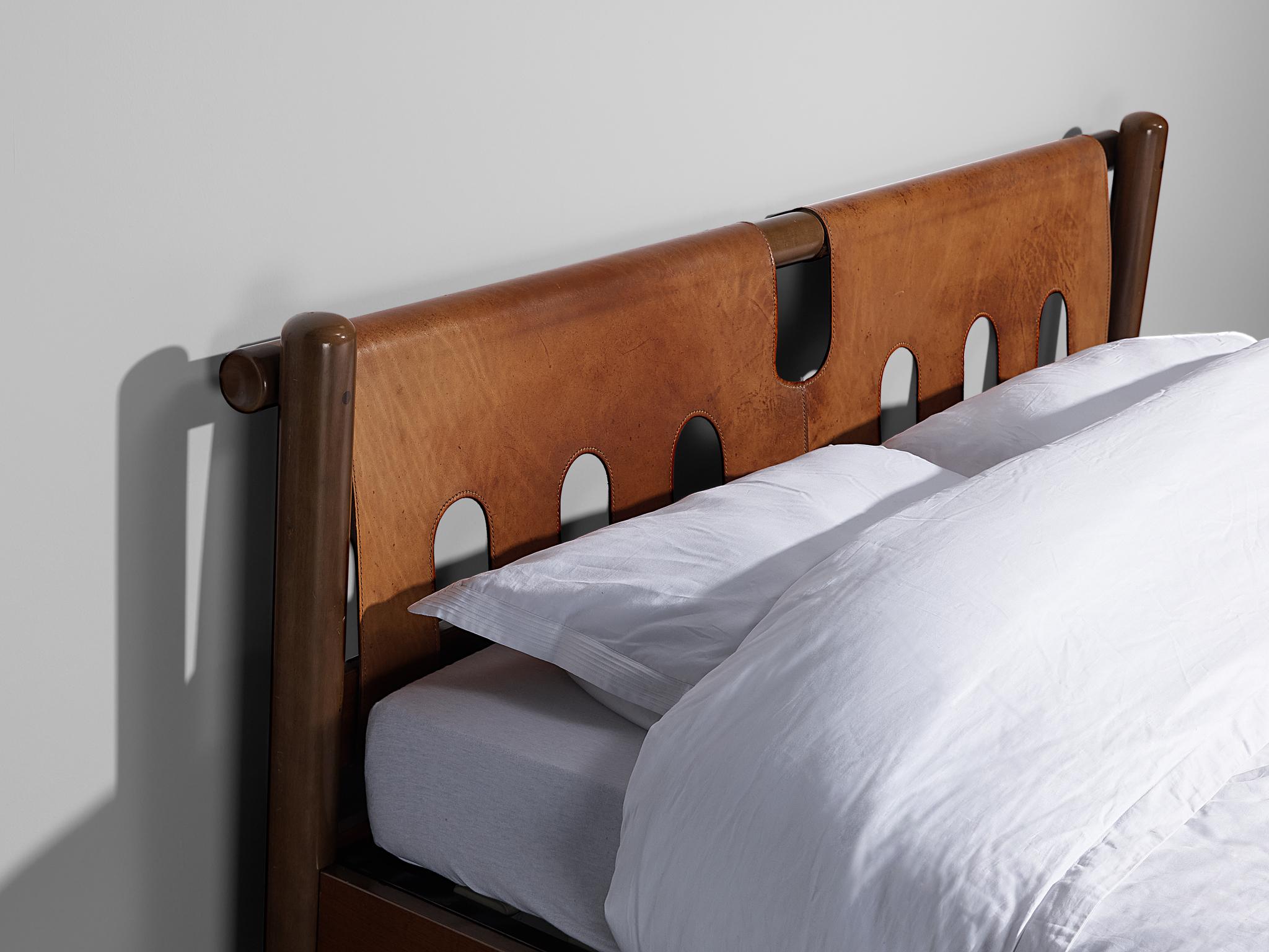Brass Ilmari Tapiovaara for La Permanente Mobili Cantù King Bed in Walnut