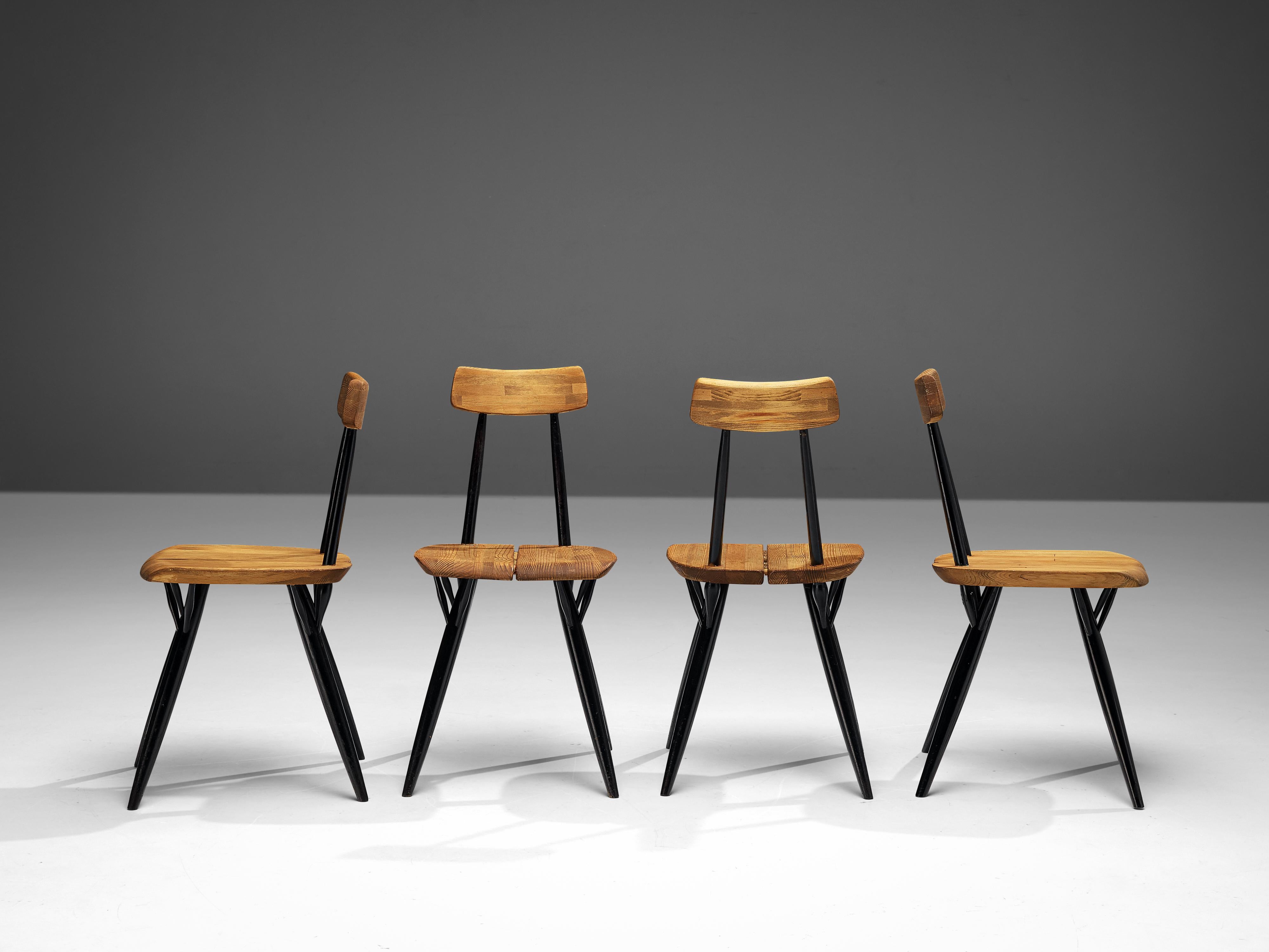 Finnish Ilmari Tapiovaara for Laukaan Puu Set of Four 'Pirkka' Chairs For Sale