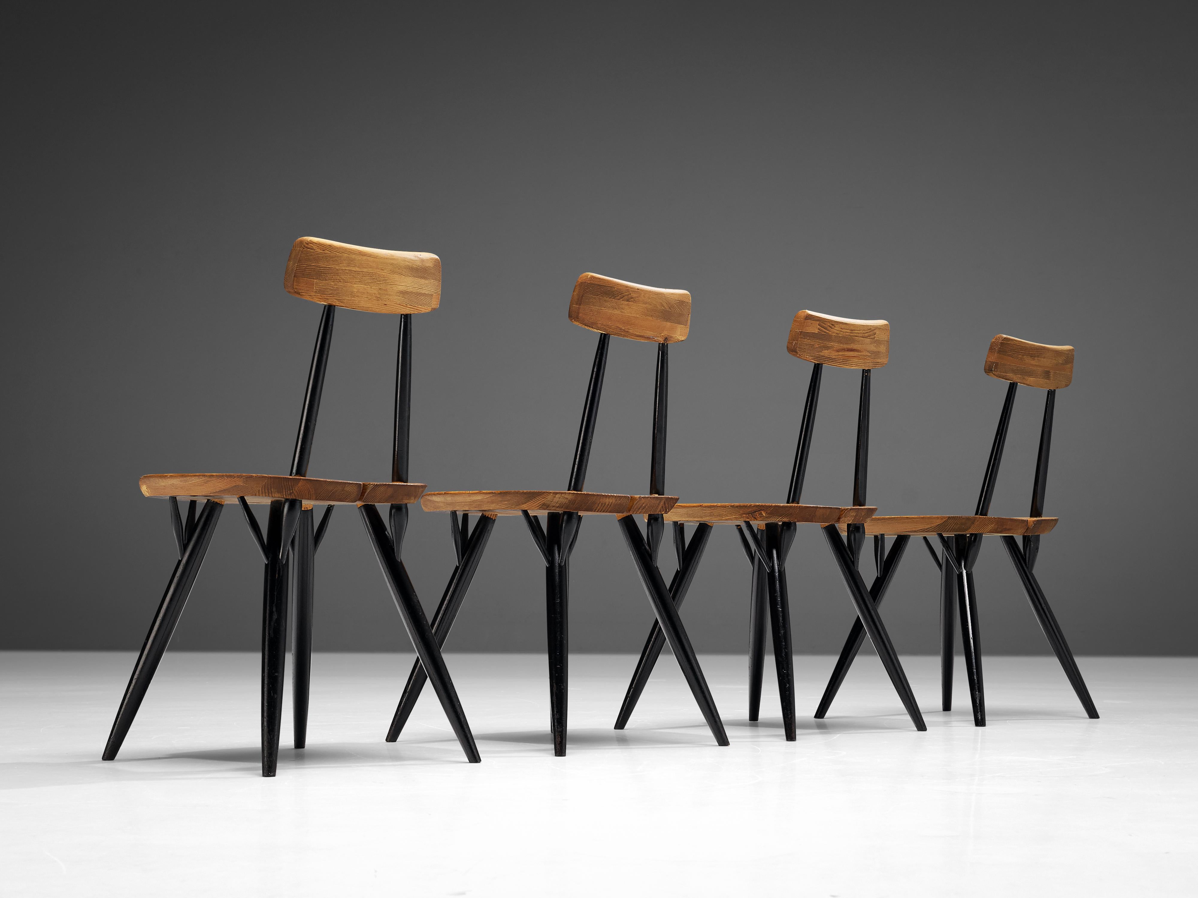 Mid-20th Century Ilmari Tapiovaara for Laukaan Puu Set of Four 'Pirkka' Chairs For Sale