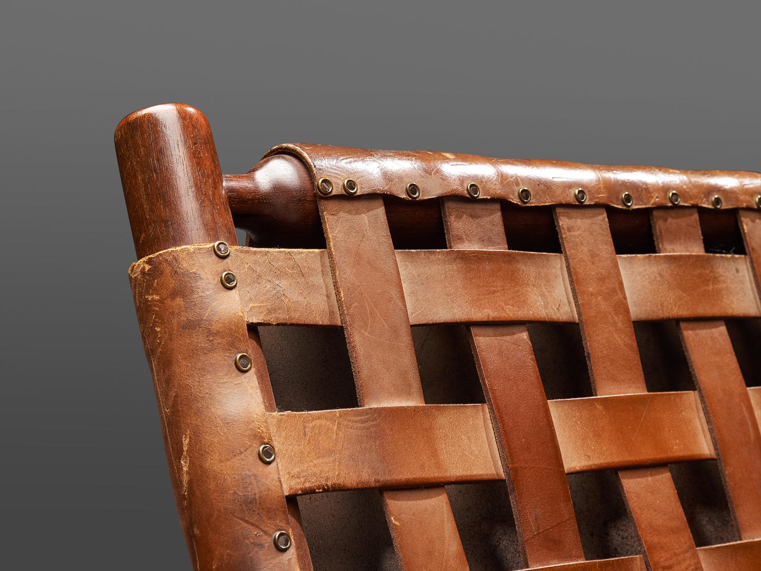 Ilmari Tapiovaara Leather Lounge Chair and Ottoman with Velvet Cushions 1