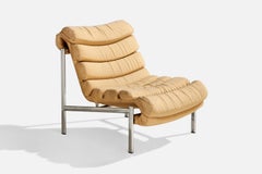 Fauteuil de salon Ilmari Tapiovaara, chrome, tissu, Finlande, 1970