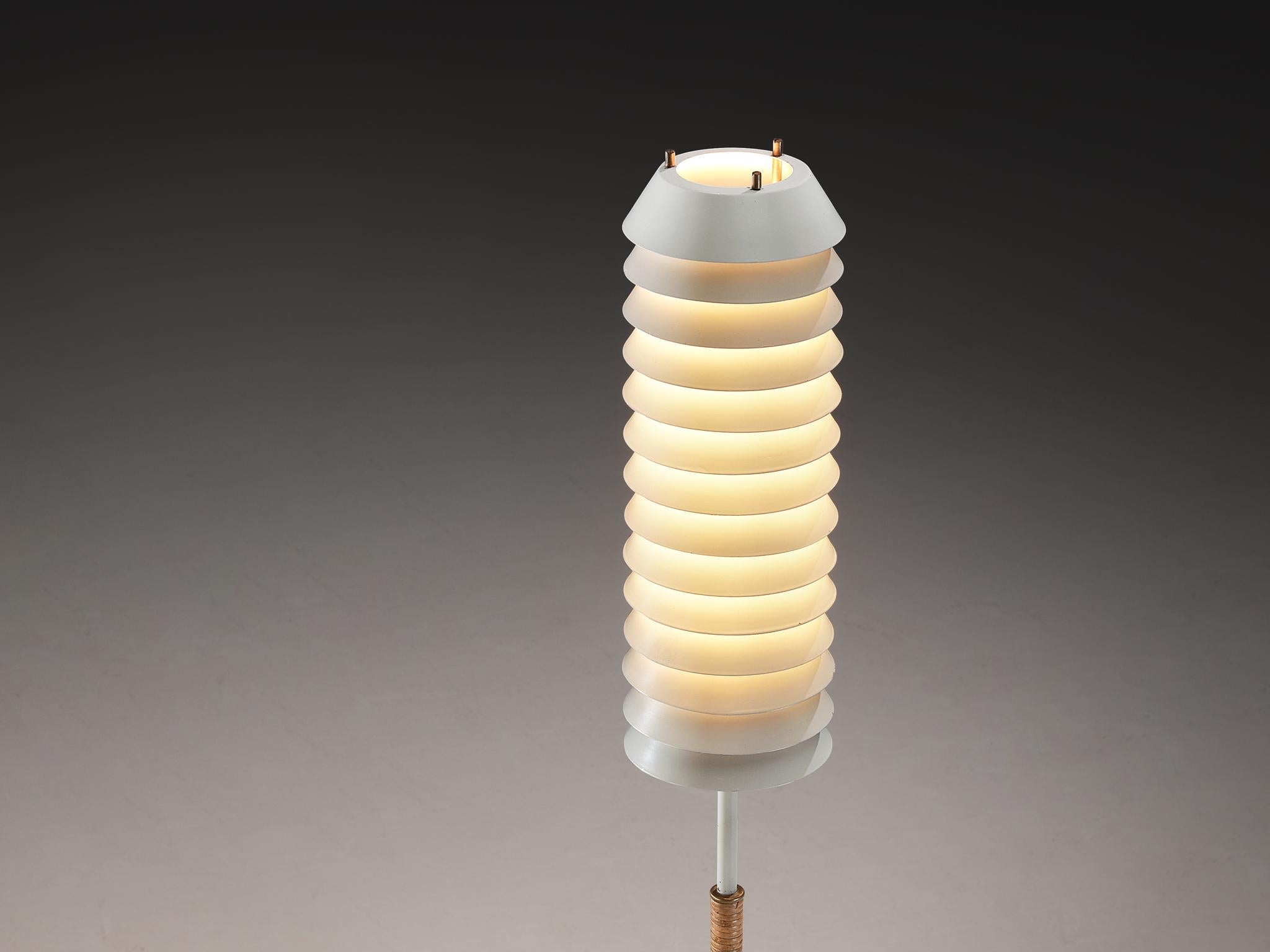 Scandinavian Modern Ilmari Tapiovaara 'Maija the Bee' Floor Lamp with Cane and Brass Details For Sale