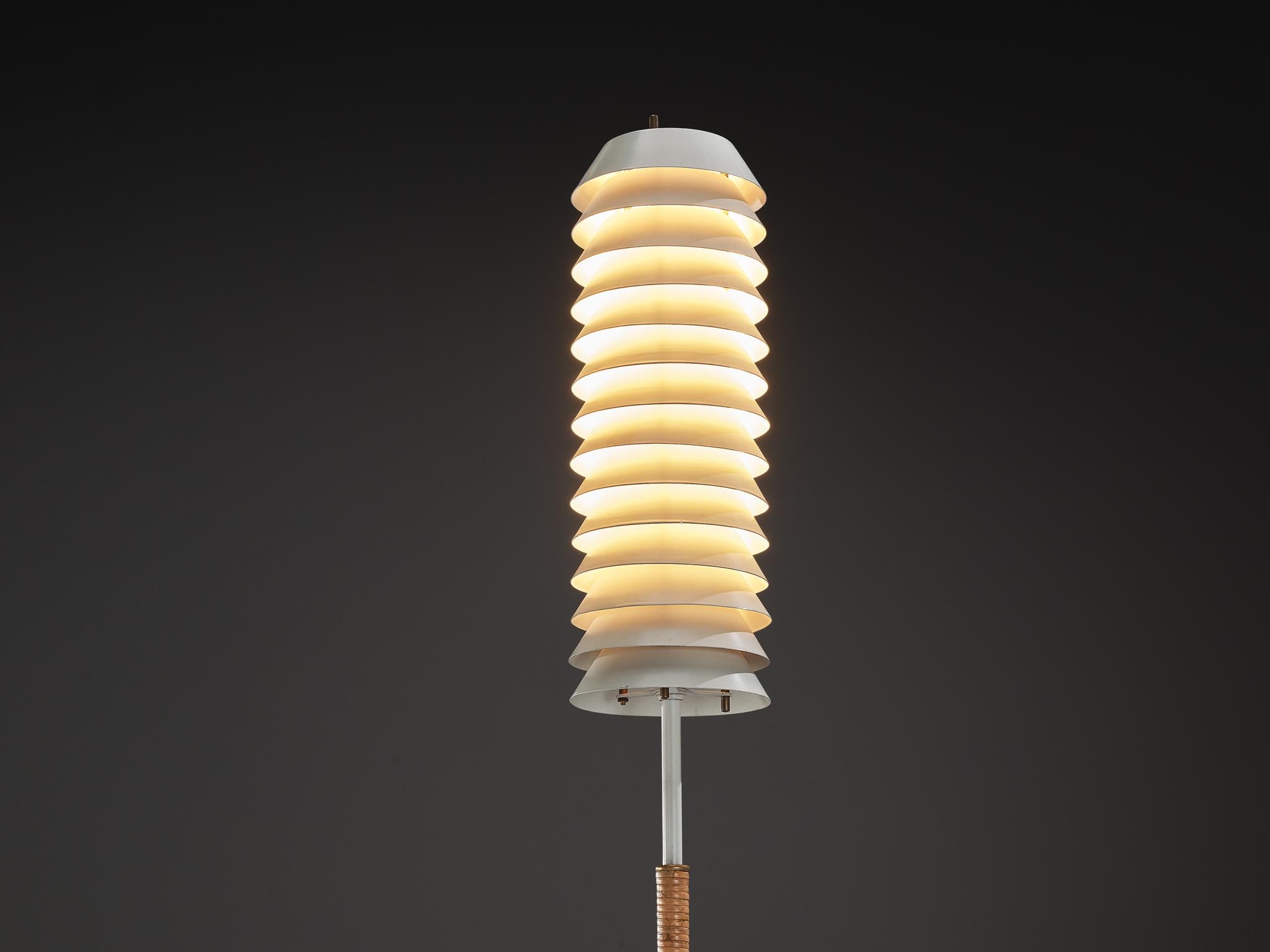 Mid-20th Century Ilmari Tapiovaara 'Maija the Bee' Floor Lamp with Cane and Brass Details For Sale