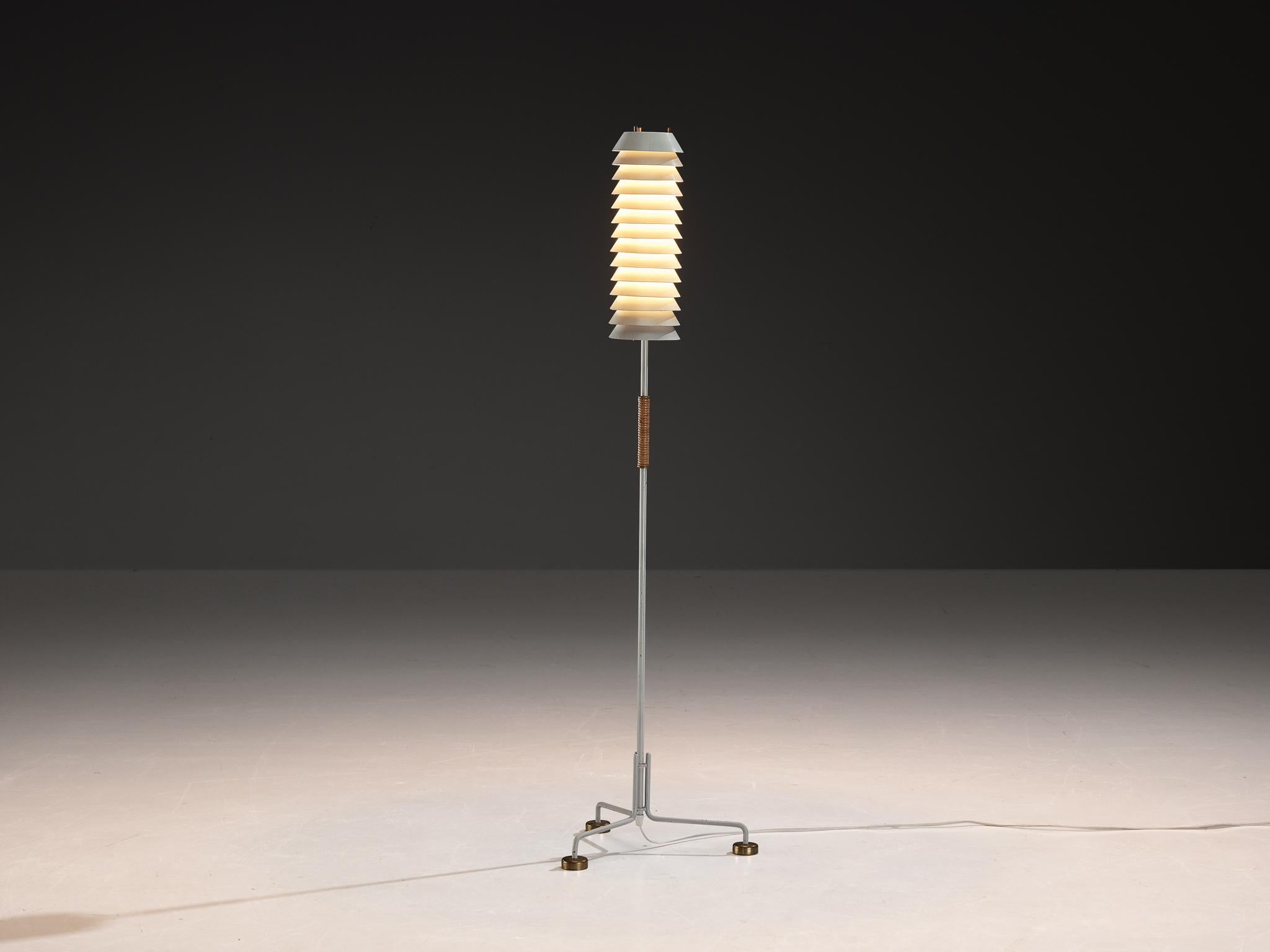 Ilmari Tapiovaara 'Maija the Bee' Floor Lamp with Cane and Brass Details For Sale 1