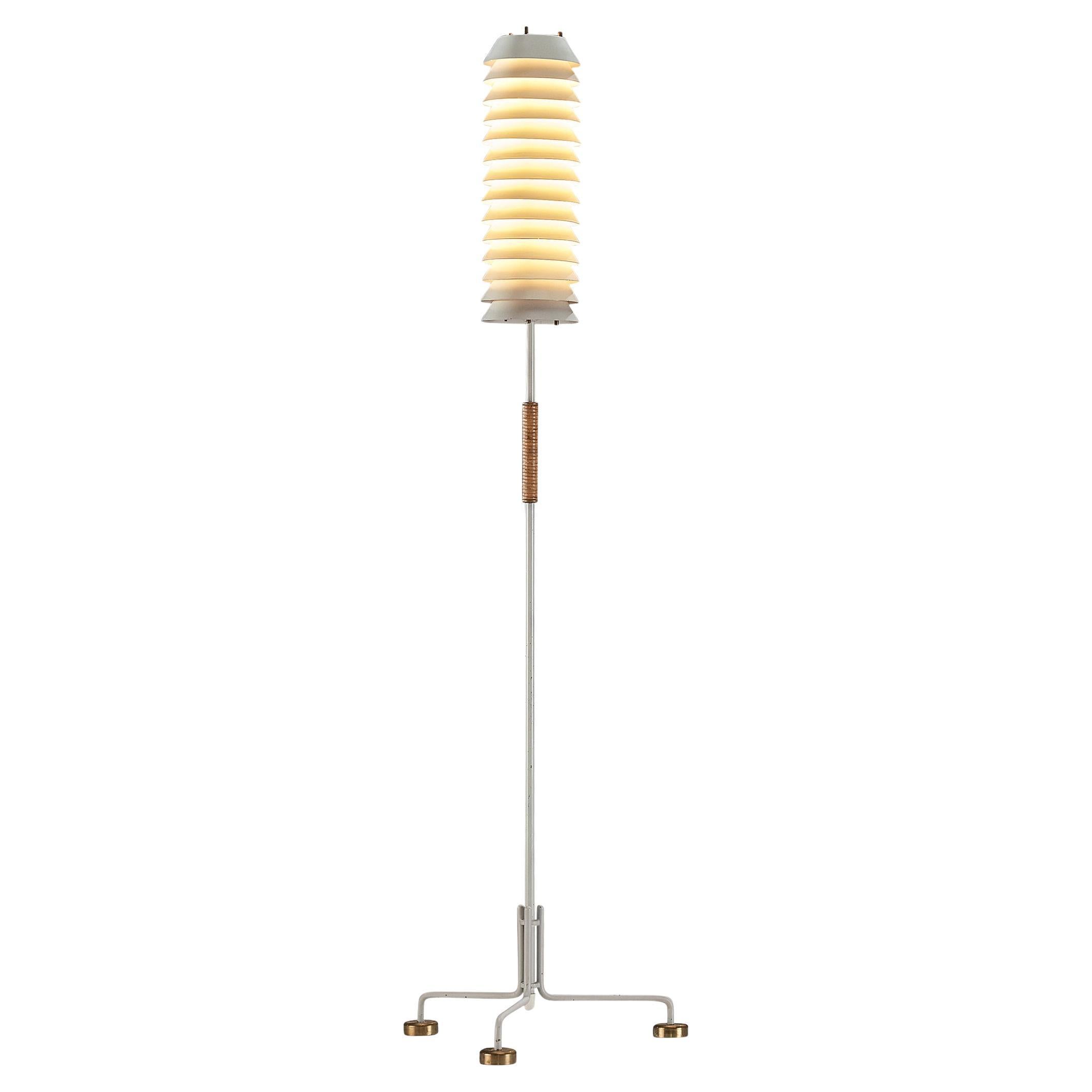 Ilmari Tapiovaara 'Maija the Bee' Floor Lamp with Cane and Brass Details For Sale