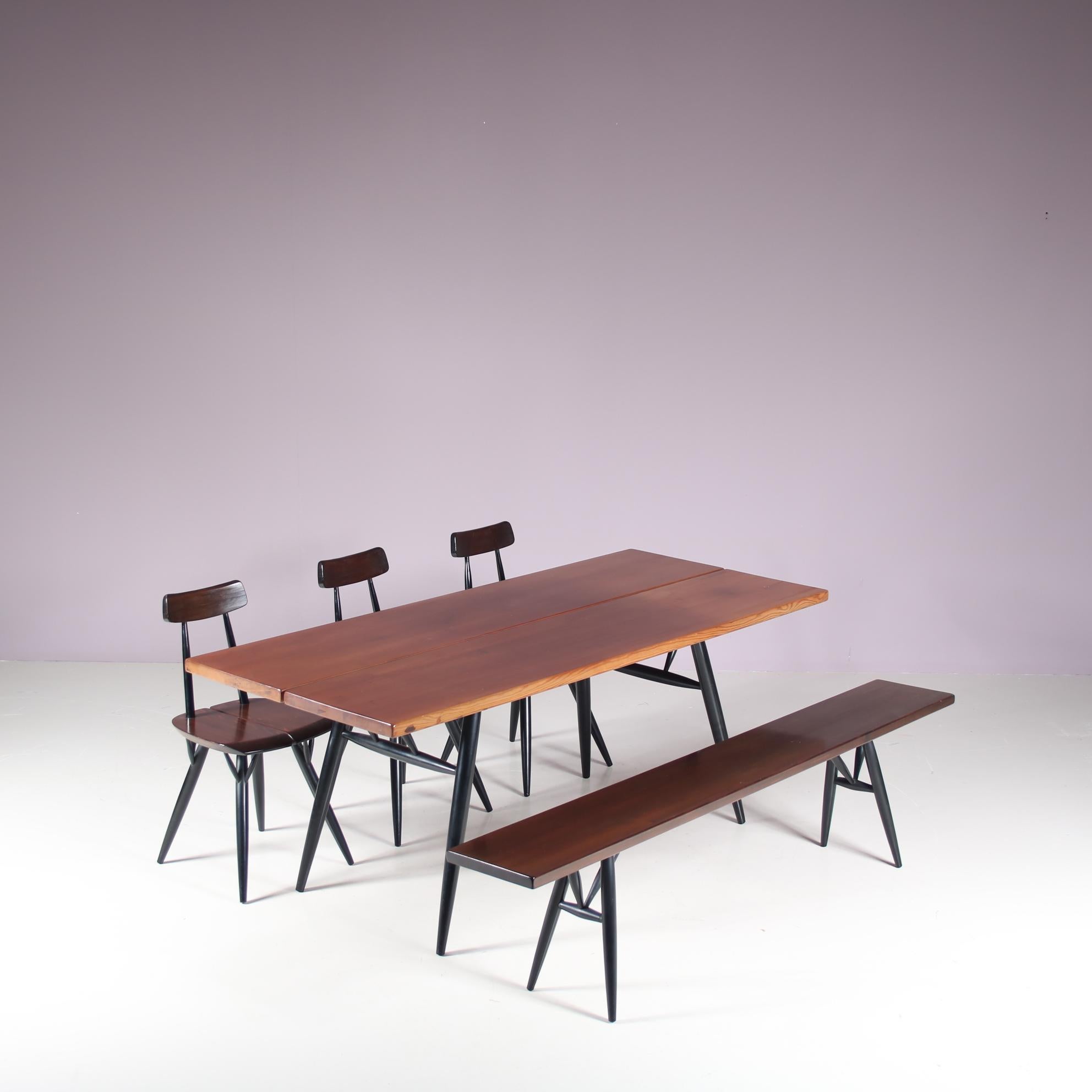 Mid-20th Century Ilmari Tapiovaara “Pirkka” Dining Set for Laukaan Puu, Finland 1950 For Sale