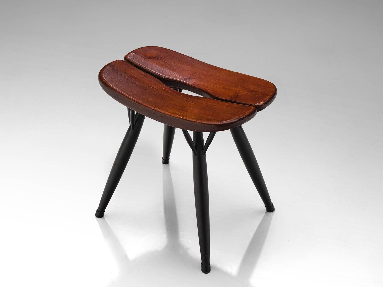 Ilmari Tapiovaara for Laukaan Puu, Pirkka stool, beech, pine, Finland, 1950s.

This stool is designed by Ilmari Tapiovaara. This stool was manufactured in the late 1950s. The stool was the first item from the Pirkka range, and was originally