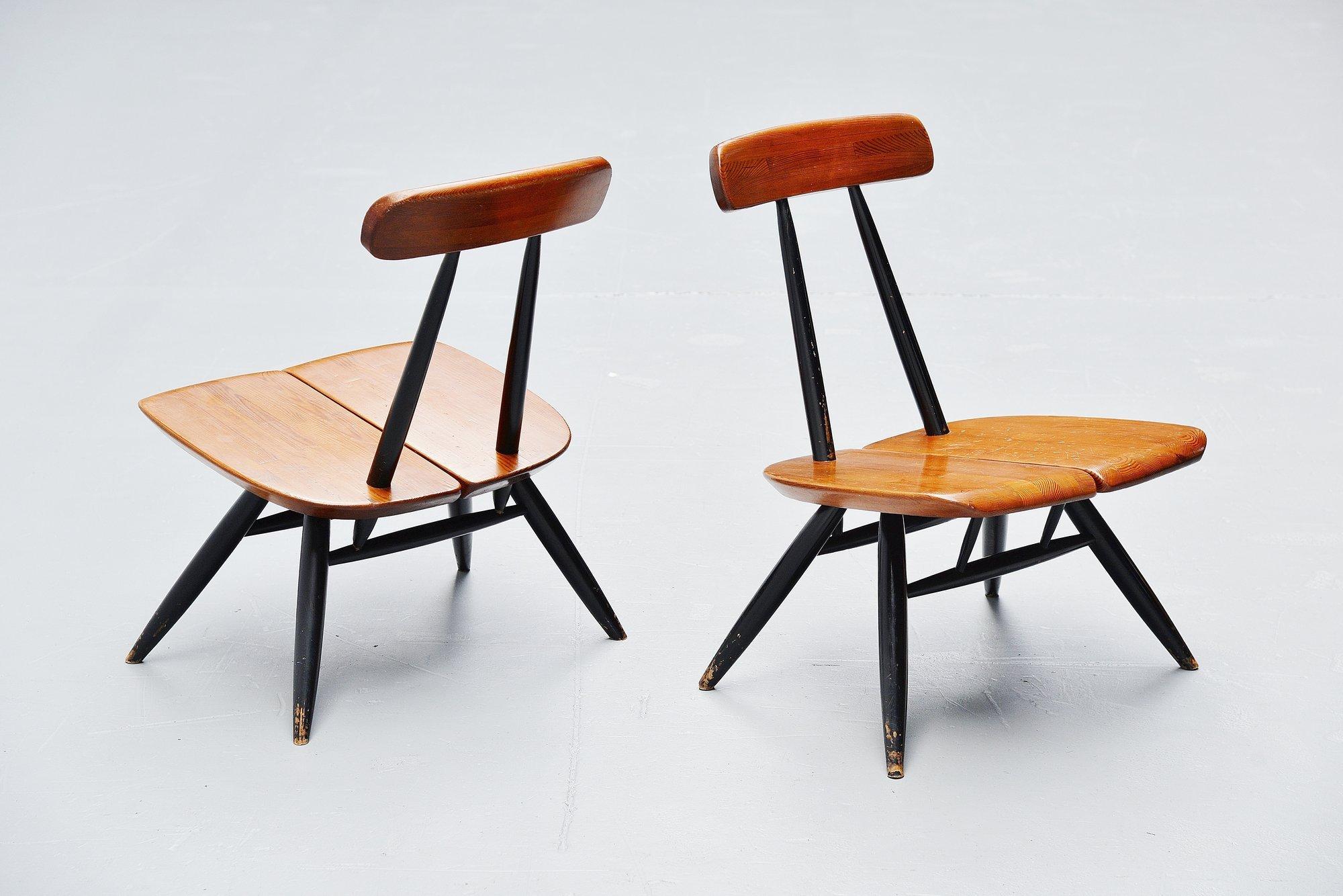 Ilmari Tapiovaara Pirkka Lounge Chairs, Pair, Finland, 1955 In Good Condition In Roosendaal, Noord Brabant