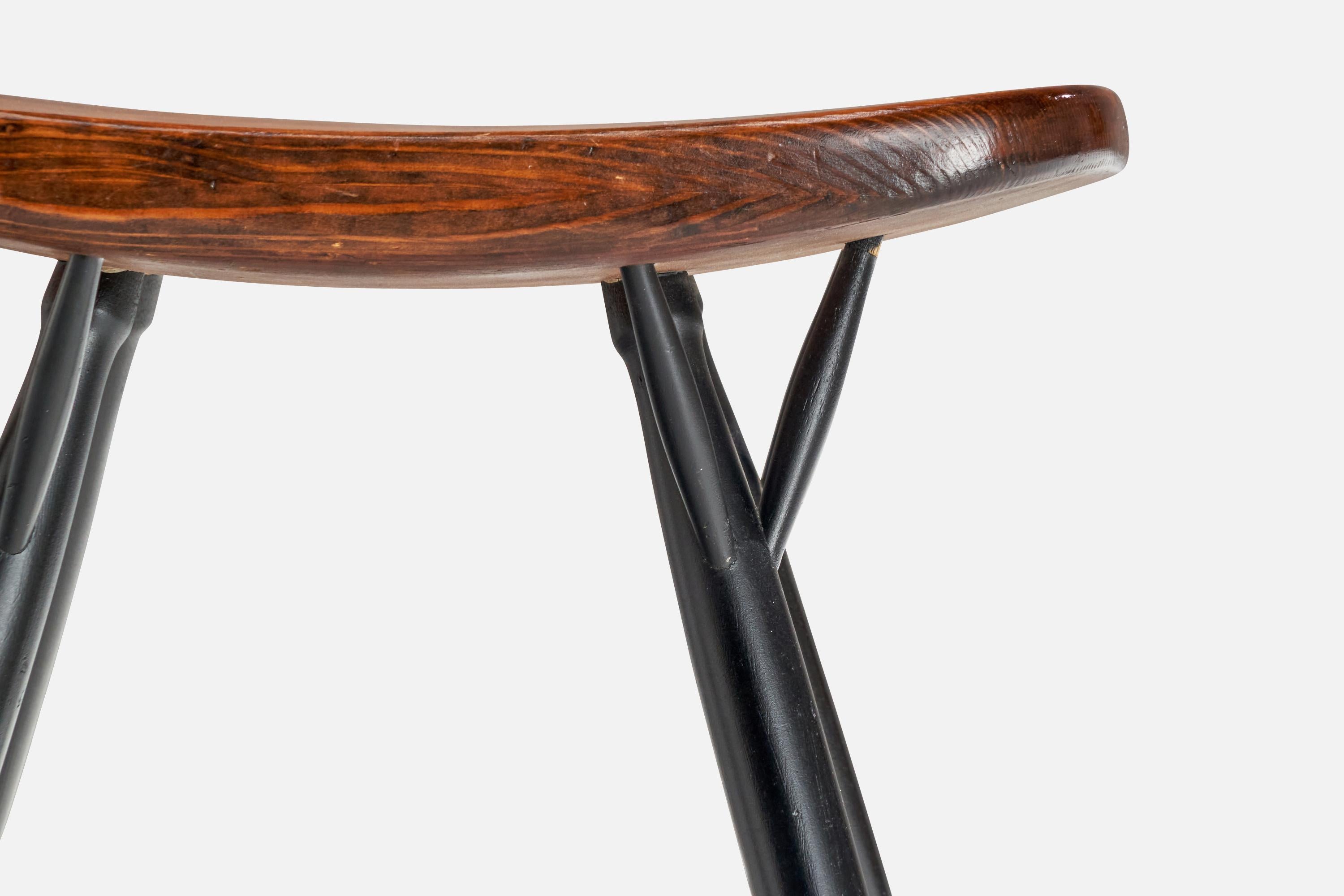 Mid-20th Century Ilmari Tapiovaara, Pirrka Stool, Pine, Finland, 1950s For Sale