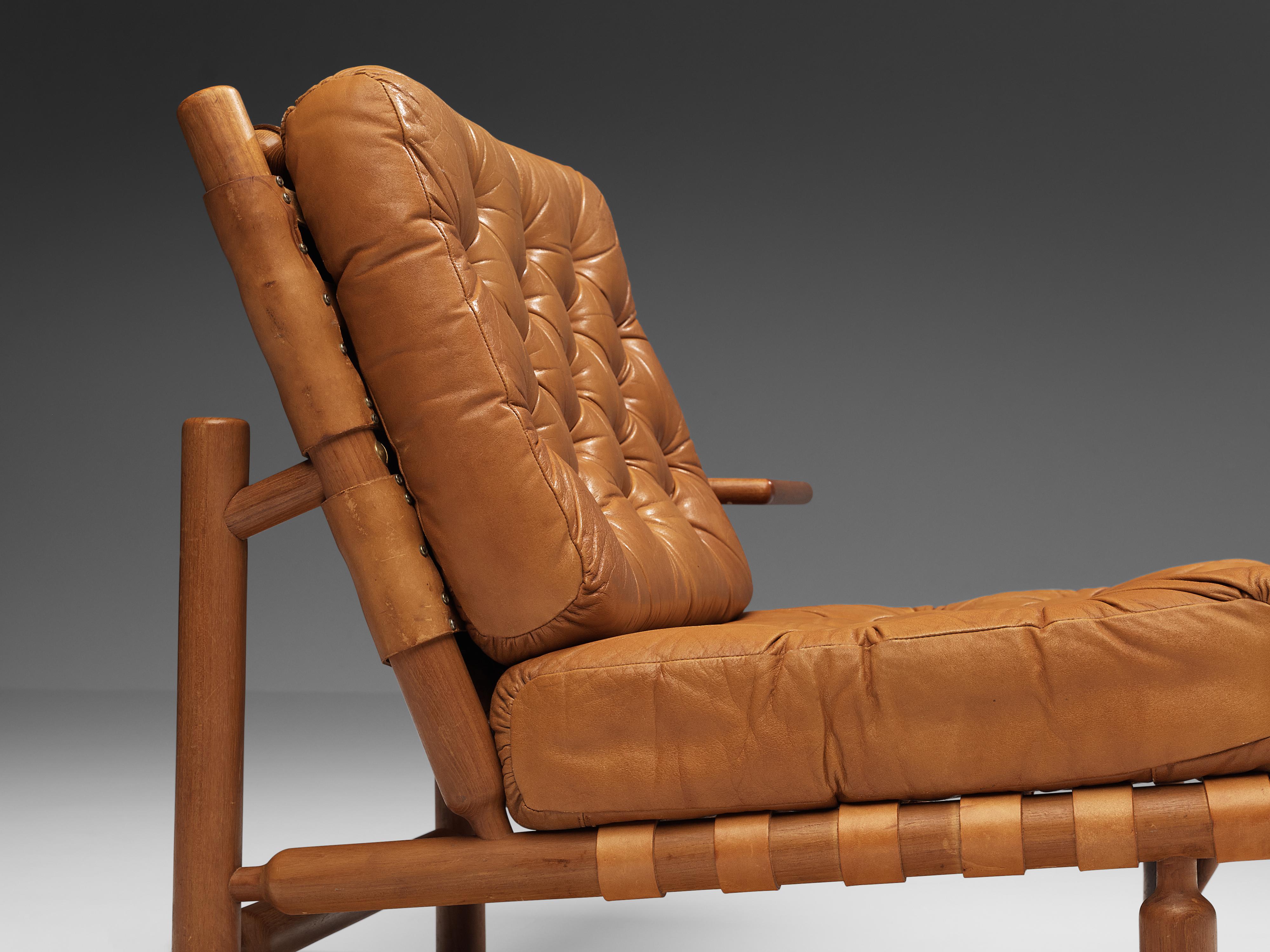 Ilmari Tapiovaara Sectional Sofa and Ottoman in Cognac Leather 4