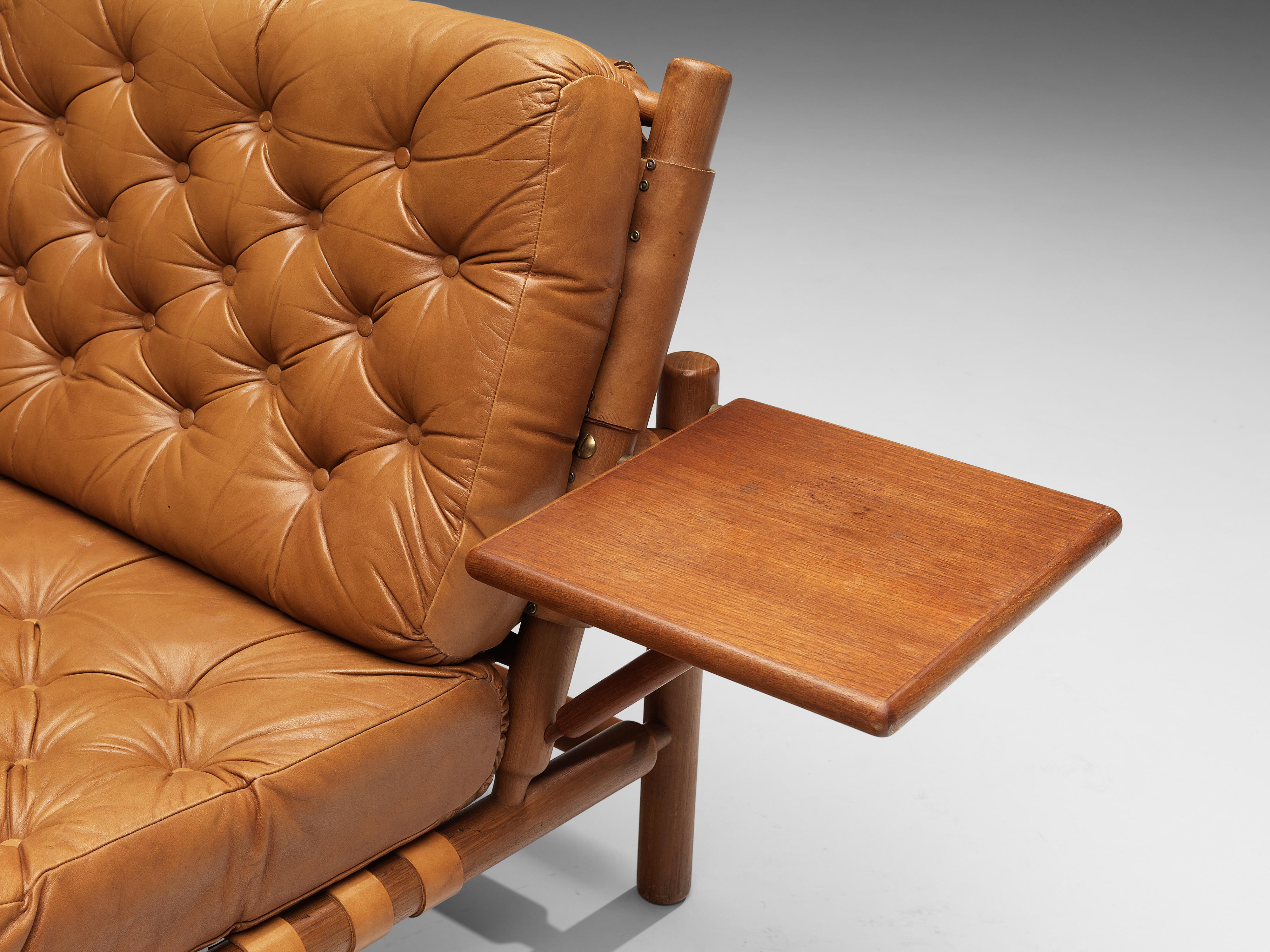 Ilmari Tapiovaara Sectional Sofa and Ottoman in Cognac Leather 2