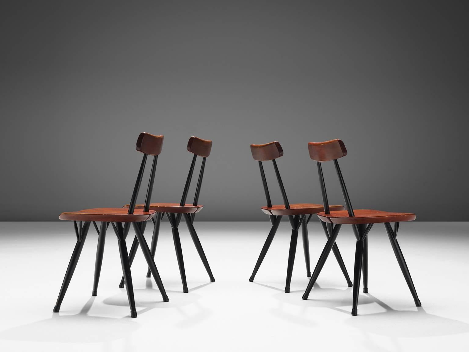 Scandinavian Modern Ilmari Tapiovaara Set of Four Pirkka Chairs