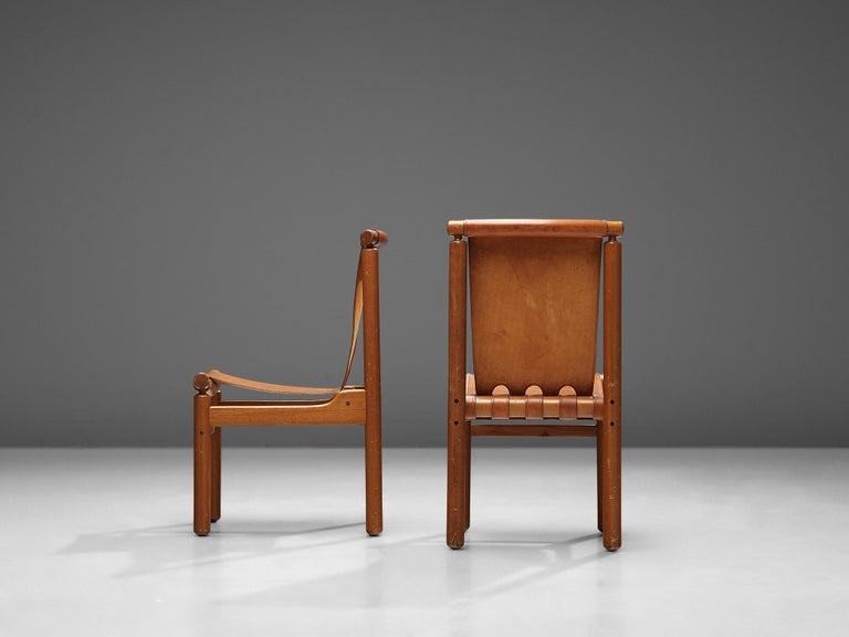 Ilmari Tapiovaara Set of Eight Dining Chairs in Cognac Leather at 1stDibs